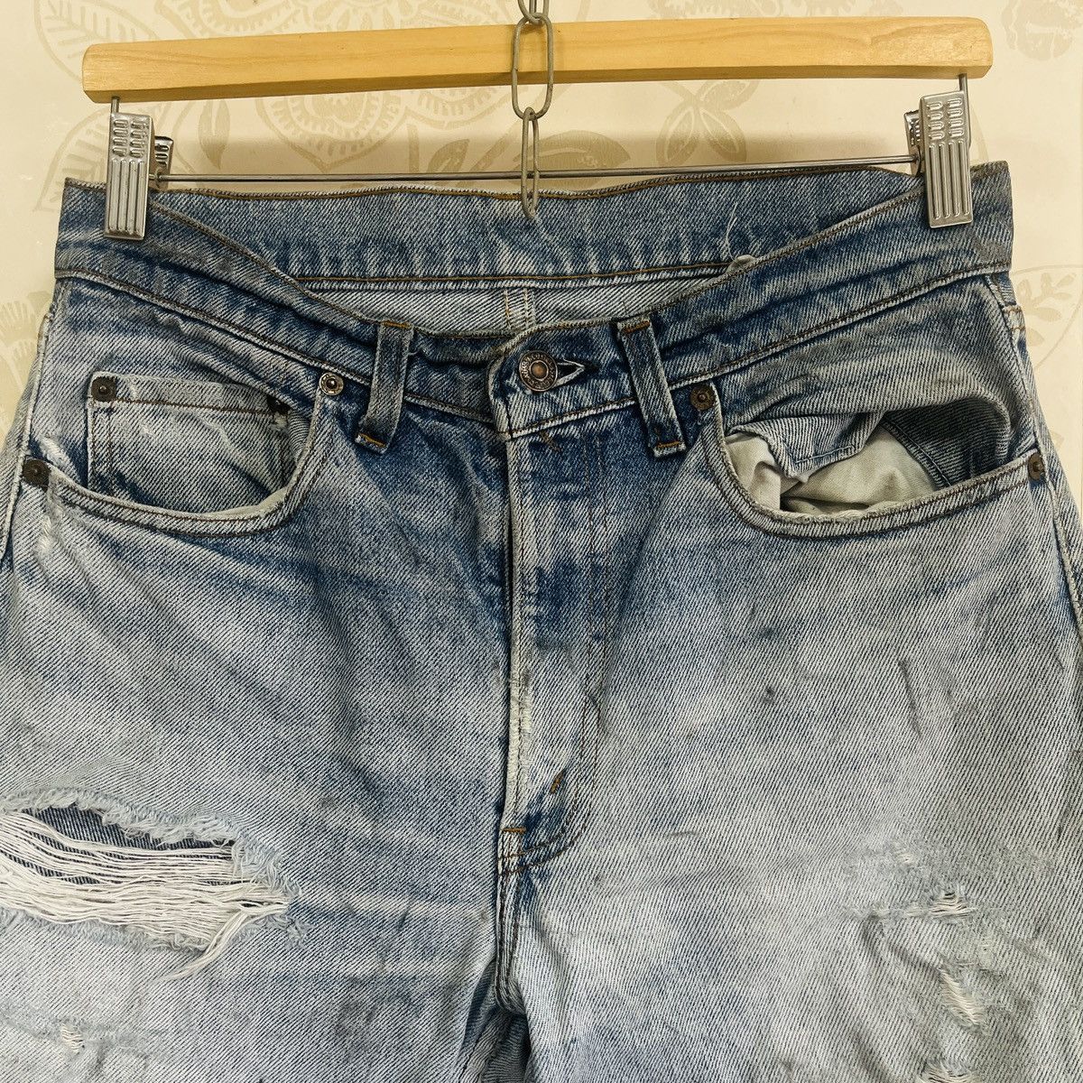 Levi's Grails Levis 501 Button 650 Distressed Ripped Denim USA Size US 30 / EU 46 - 20 Thumbnail