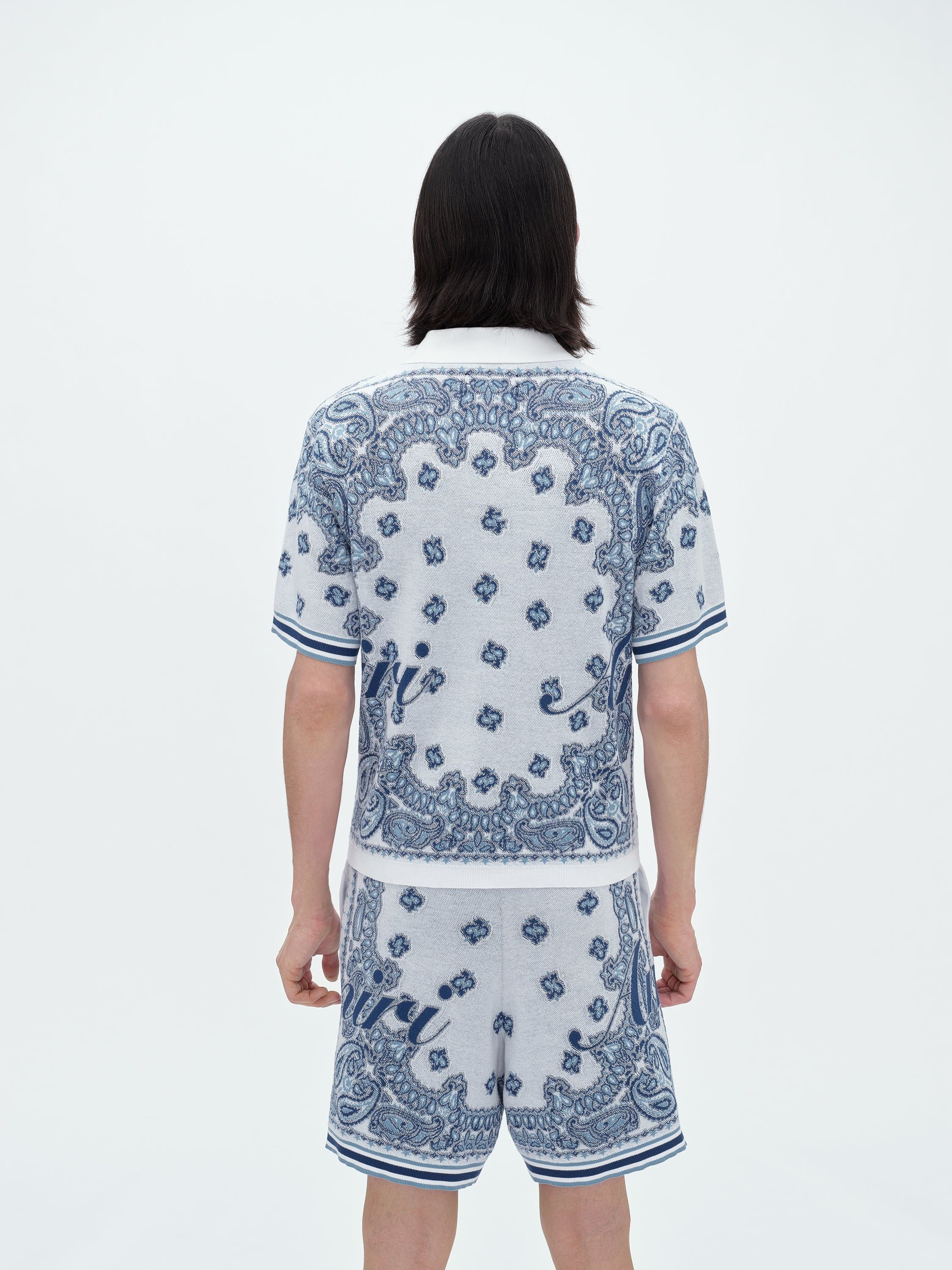 Amiri oc11z0625 Bandana Polo Shirt in Blue/White Size US L / EU 52-54 / 3 - 4 Thumbnail