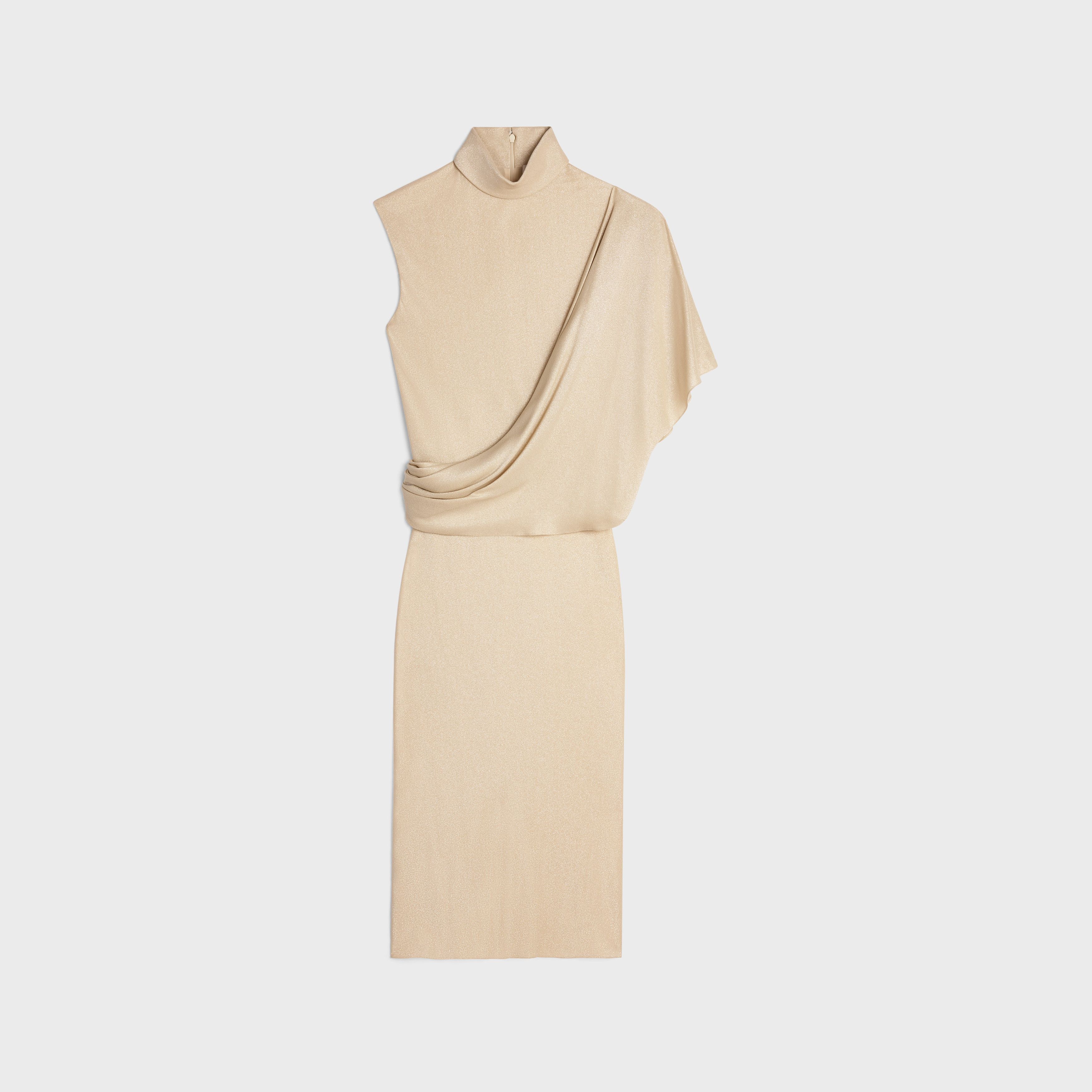 Celine o1bcso1str0824 Draped Dress In Silk in Champagne Size M / US 6-8 / IT 42-44 - 1 Thumbnail