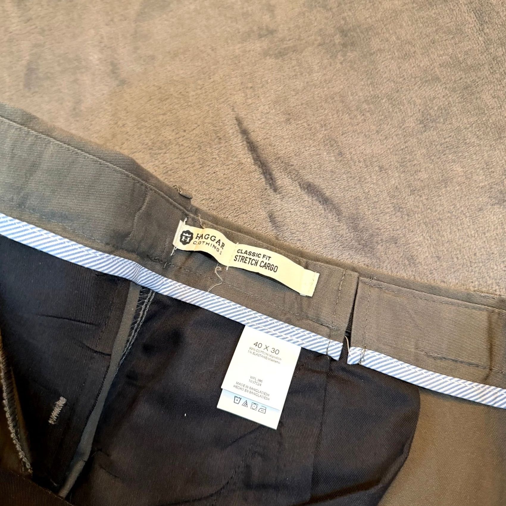 Haggar Haggar Cargo Pants Olive Green Twill 40x30 Classic Fit Stretch Pockets Casual Workwear I/O 1037524 Mens Size US 40 / EU 56 - 2 Thumbnail