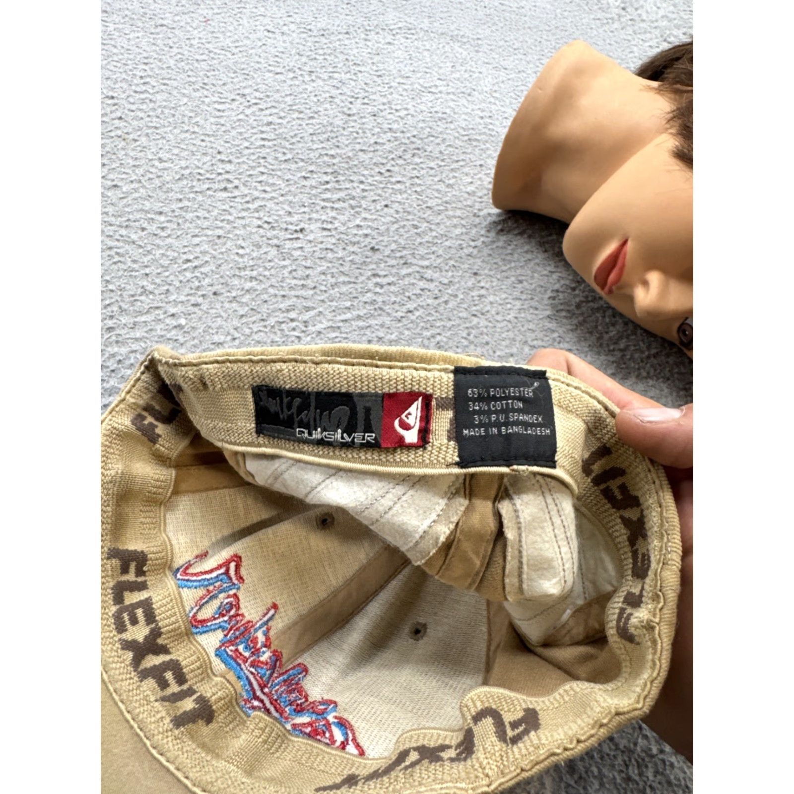 Quiksilver VTG Quiksilver Baseball Cap Beige One Size Embroidered Flexfit 90s Panel Size ONE SIZE - 7 Thumbnail