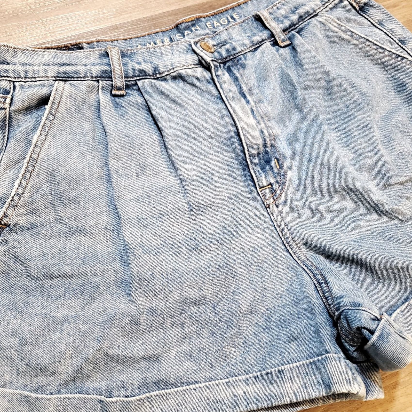 American Eagle Outfitters American Eagle Mom Shorts Womens 10 Blue Cotton Blend High Rise Casual 90s Summer Classic Bohemian Size 32" / US 10 / IT 46 - 5 Thumbnail