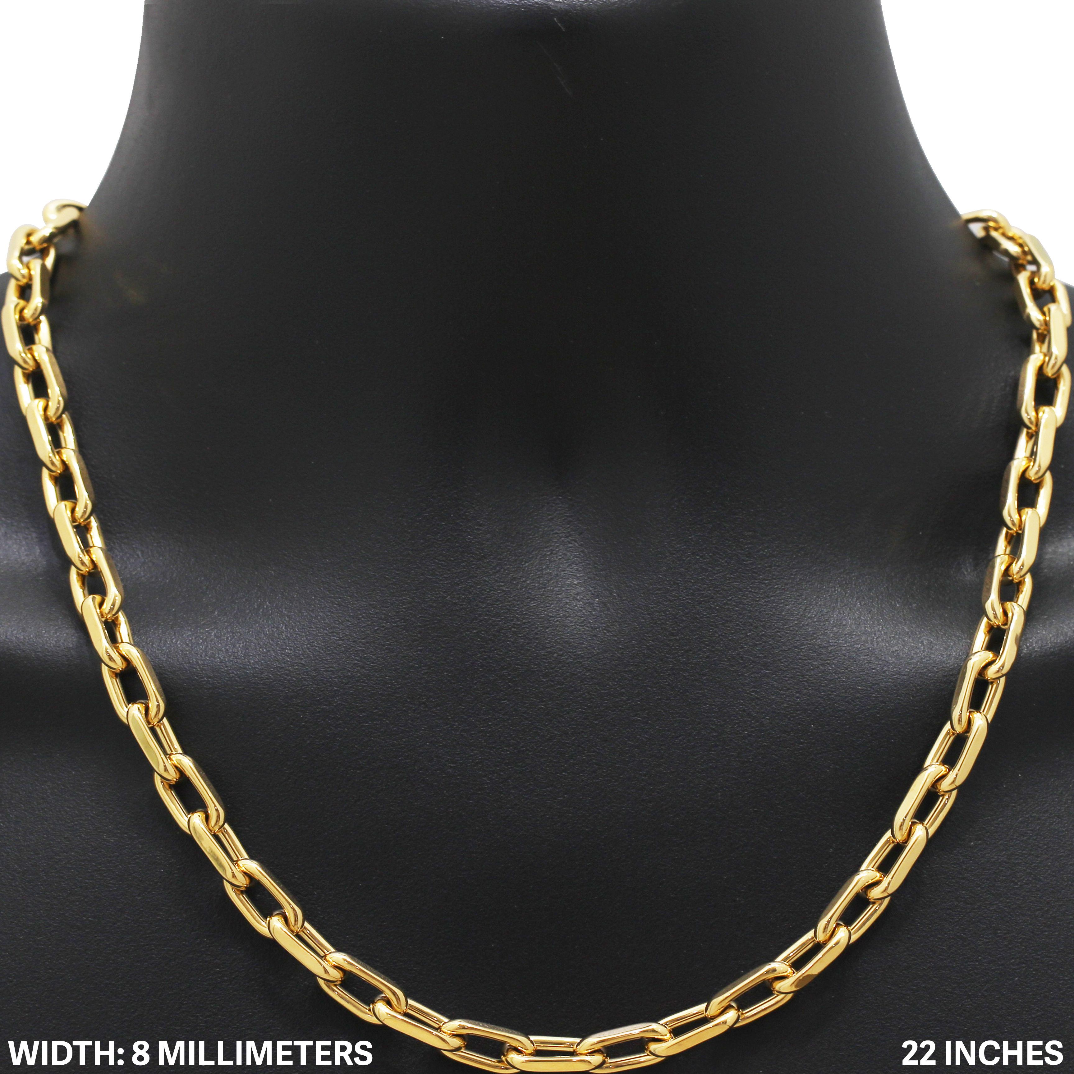 Other 316L SS 18k GP 8mm Paper Clip Cable Link Chain Necklace 22" Size ONE SIZE - 1 Thumbnail