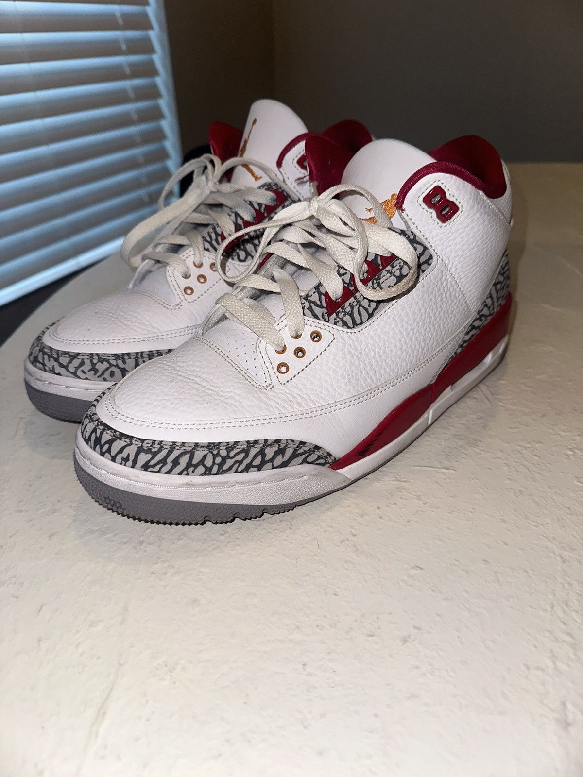 image of Jordan Nike Jordan Retro 3 Cardinal Red Shoes in White, Men's (Size 10)