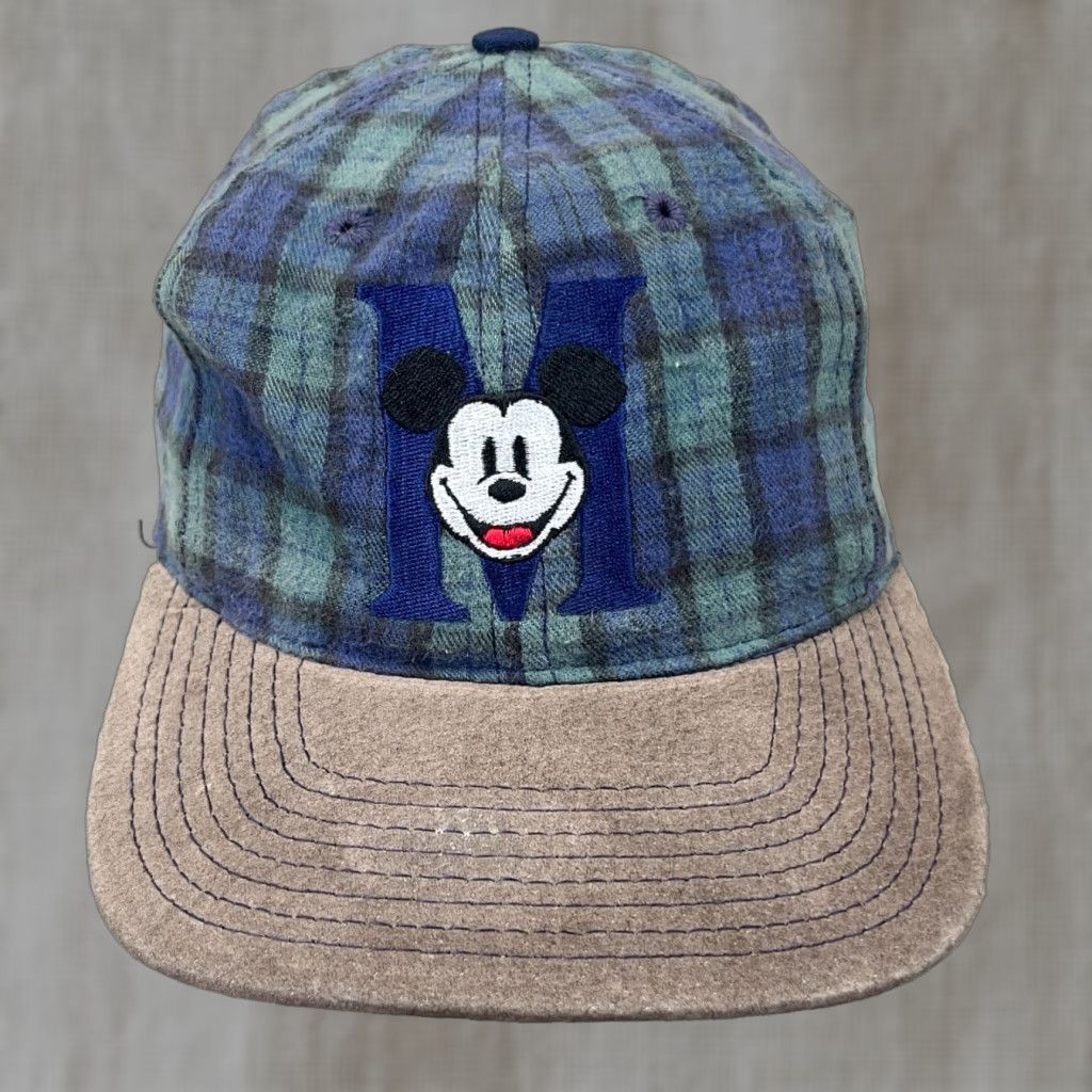 Mickey Unlimited VINTAGE Mickey Mouse Snapback Hat Cap Plaid Green Blue 90s Retro Cartoon Adjustable Mens Size ONE SIZE - 1 Thumbnail