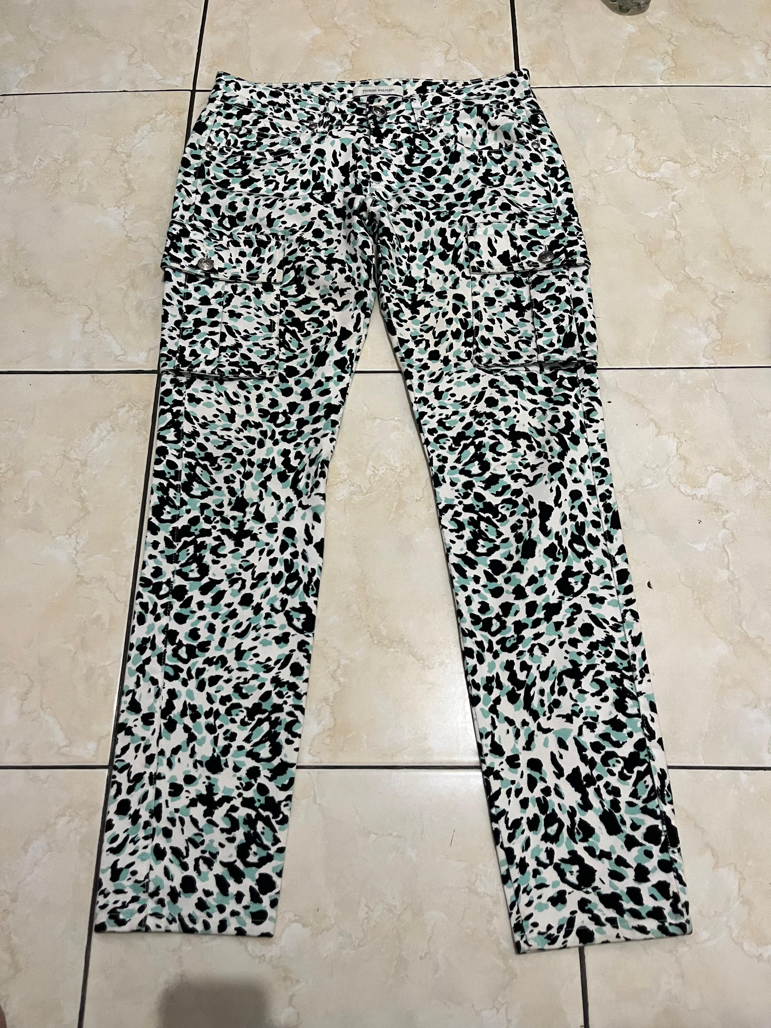 Pierre Balmain 🔥 PIERRE BALMAIN LEOPARD PRINT CARGO DENIM PANTS SKINNY FIT Size 30" / US 8 / IT 44 - 1 Thumbnail