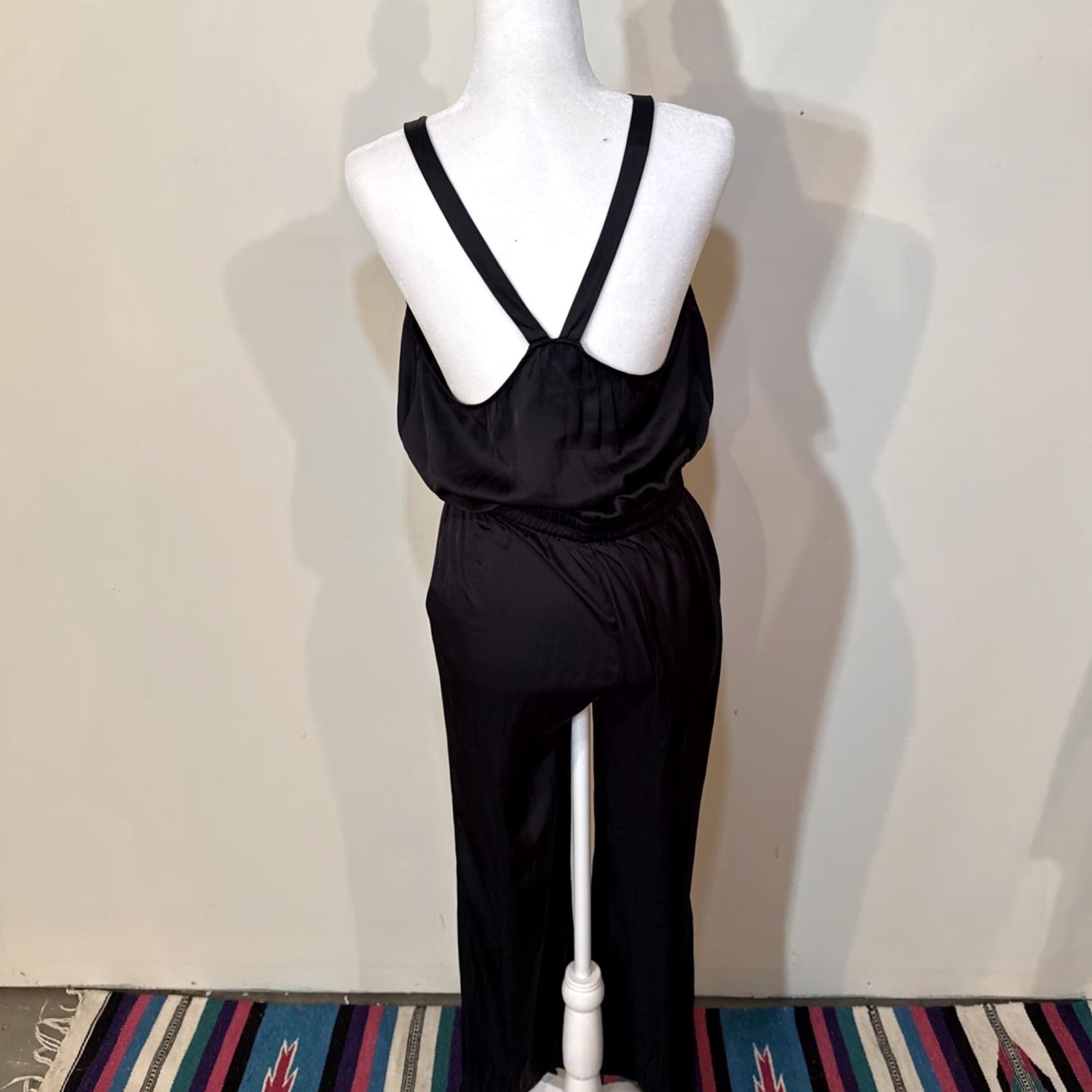 Zadig & Voltaire Zadig & Voltaire Jumpsuit Womens Size S Black Satin with Pockets V Neck Sleeveless One-Piece Cap Straps CapSatin? Size 28" / US 6 / IT 42 - 4 Thumbnail