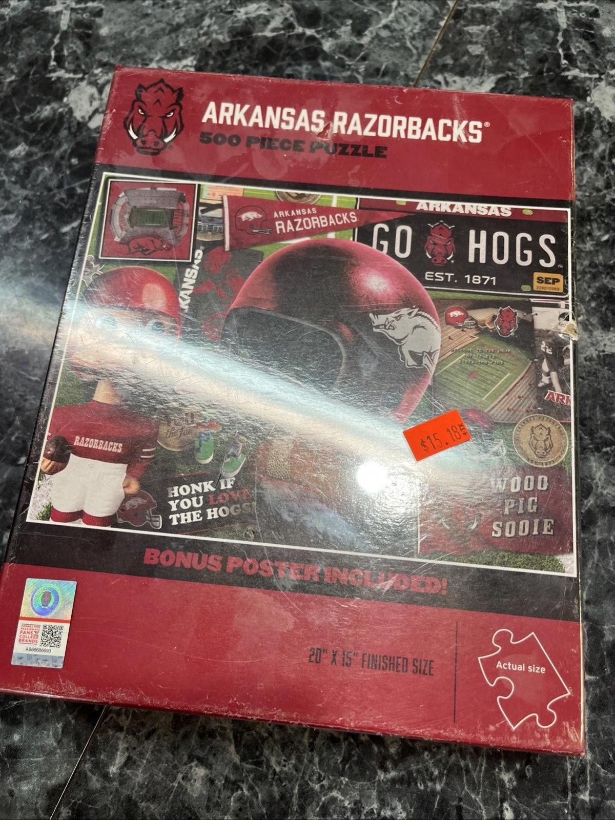 Other ARKANSAS RAZORBACKS NCAA FOOTBALL TEAM PUZZLE 500 PIECES NEW Size ONE SIZE - 2 Thumbnail