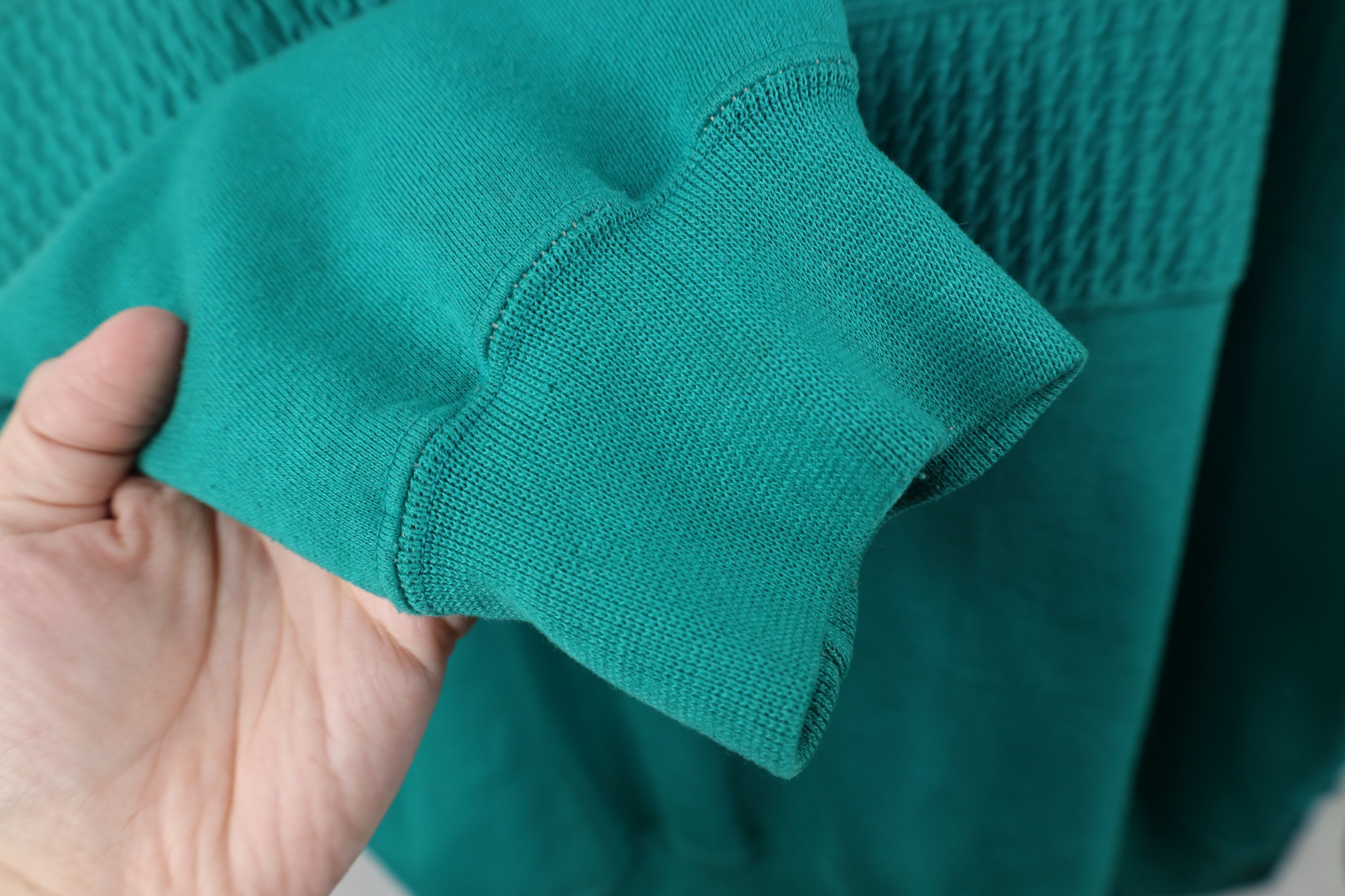 Vintage Vintage 90s Streetwear Textured Crewneck Sweatshirt Teal Size US XL / EU 56 / 4 - 10 Thumbnail