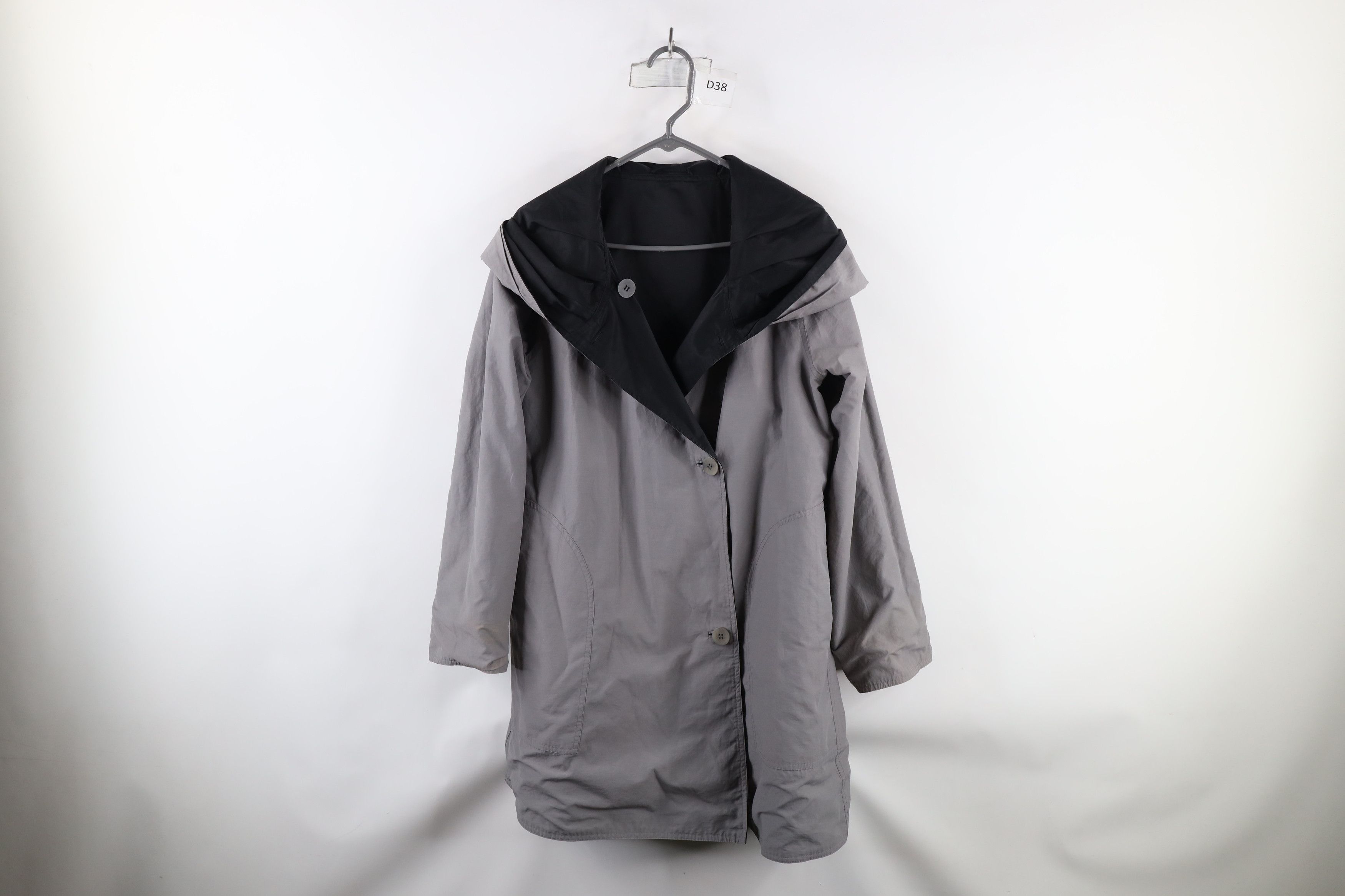 Eileen Fisher × Vintage Eileen Fisher Reversible Button Hooded Jacket Black Gray Size S / US 4 / IT 40 - 12 Thumbnail