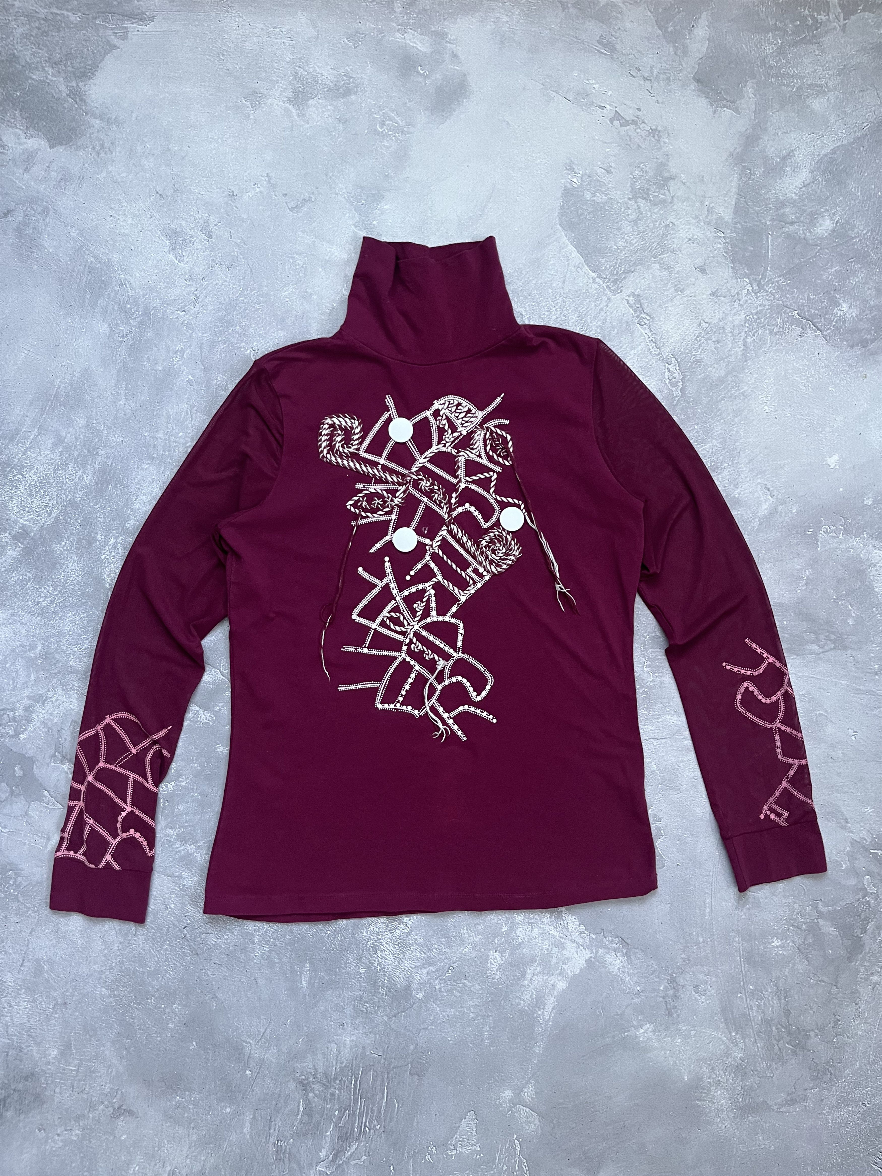Cop Copine Cop Copine Y2K Turtleneck Long Sleeve Top XL Embroidered Size XL / US 12-14 / IT 48-50 - 1 Thumbnail