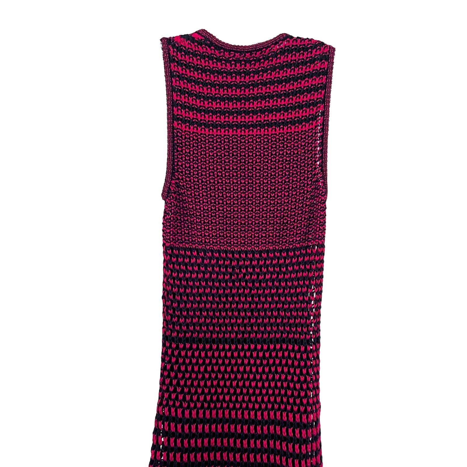 Zara Zara Studio Red Black Linen Maxi Long Knit Crochet Dress Size M / US 6-8 / IT 42-44 - 17 Thumbnail