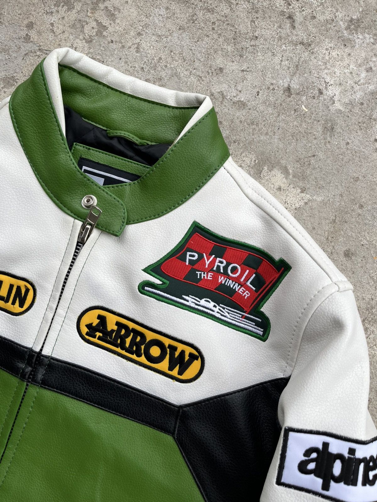 Japanese Brand Kawasaki Vintage Eco Leather PVC Motorcycle Racing Jacket Size US S / EU 44-46 / 1 - 4 Thumbnail