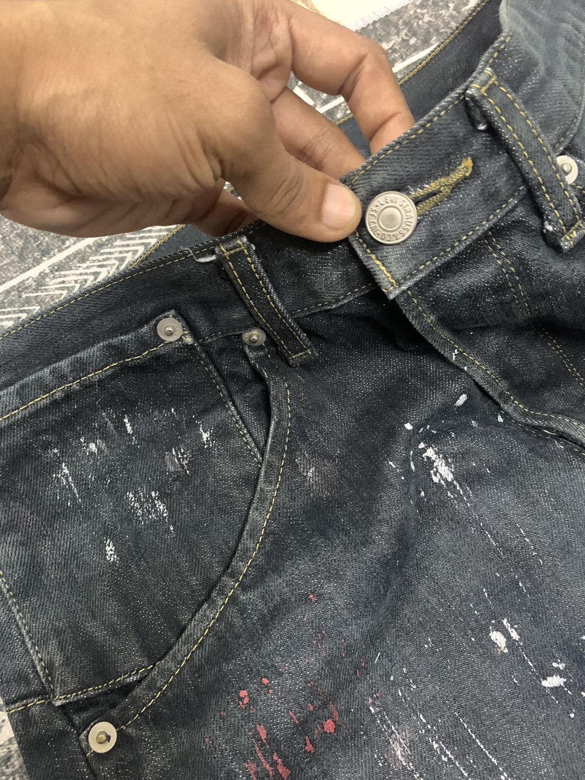 Levi's 🔥FIRE PIEACE🔥VINTAGE LEVIS ENGINEERED JEANS SPLASH PAINTS Size US 32 / EU 48 - 4 Thumbnail