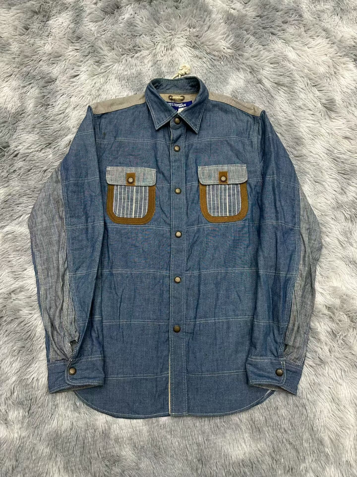 Junya Watanabe Junya Watanabe CDG Denim Patchwork Shirt Size US S / EU 44-46 / 1 - 1 Thumbnail
