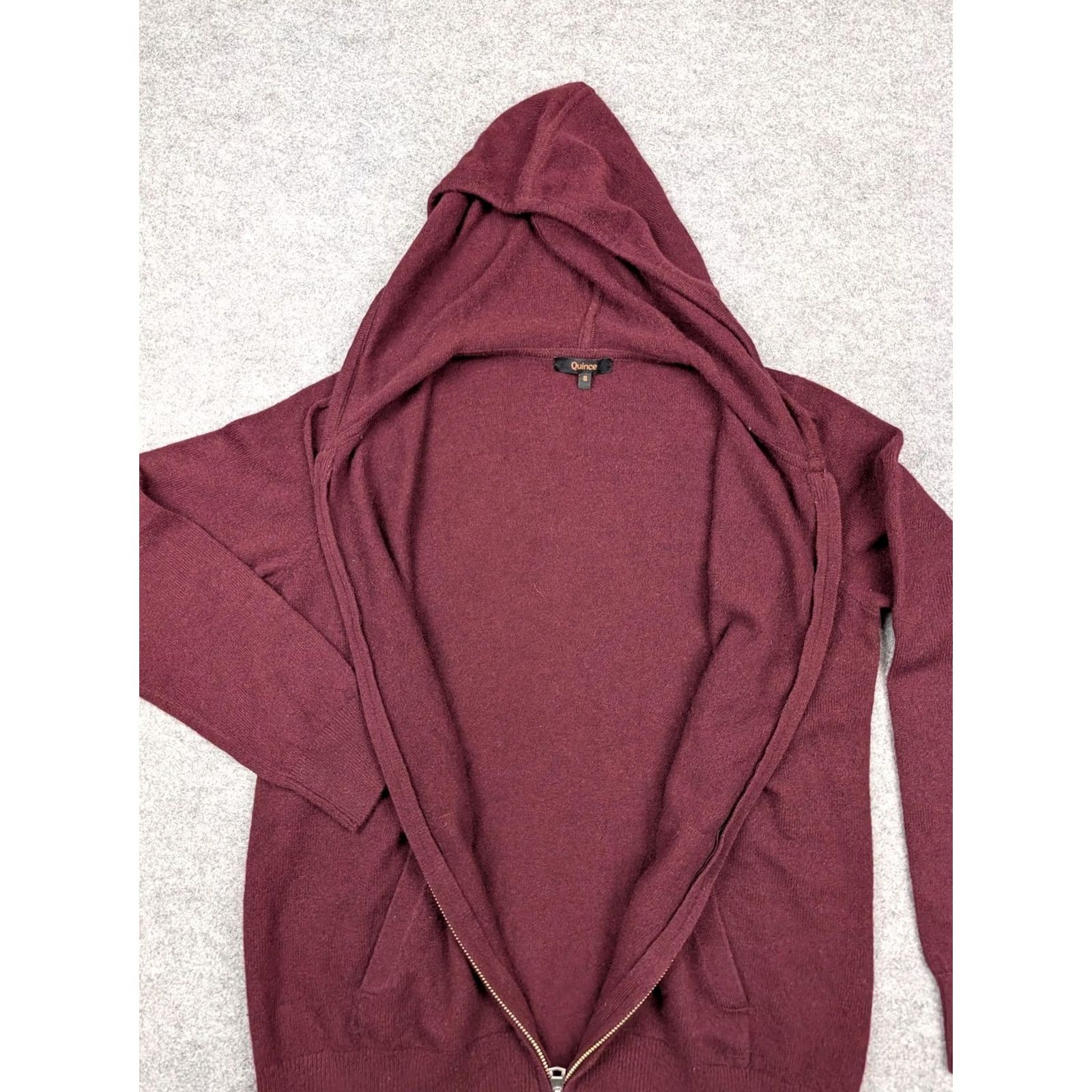 Quince Quince Sweater Womens Small Red 100% Cashmere Hooded Full Zip Knit Jacket Shirt Ladies Slim Fit Winter Size S / US 4 / IT 40 - 3 Thumbnail