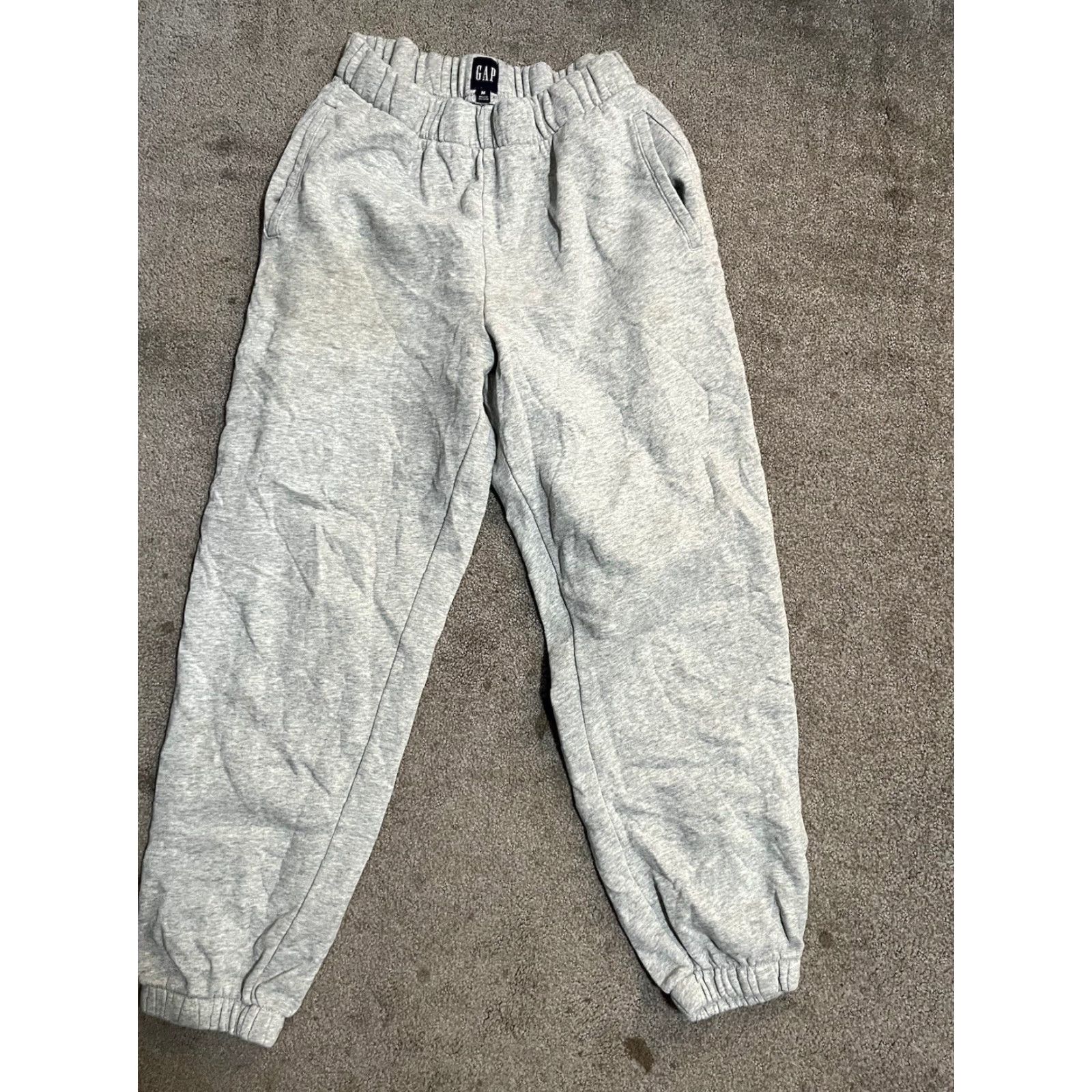 Gap Gap Sweatpants Women Gray Solid Size Medium Regular Pockets Logo Athleisure Activewear Pants Tapered 90s? (Oops) Size 28" / US 6 / IT 42 - 2 Thumbnail