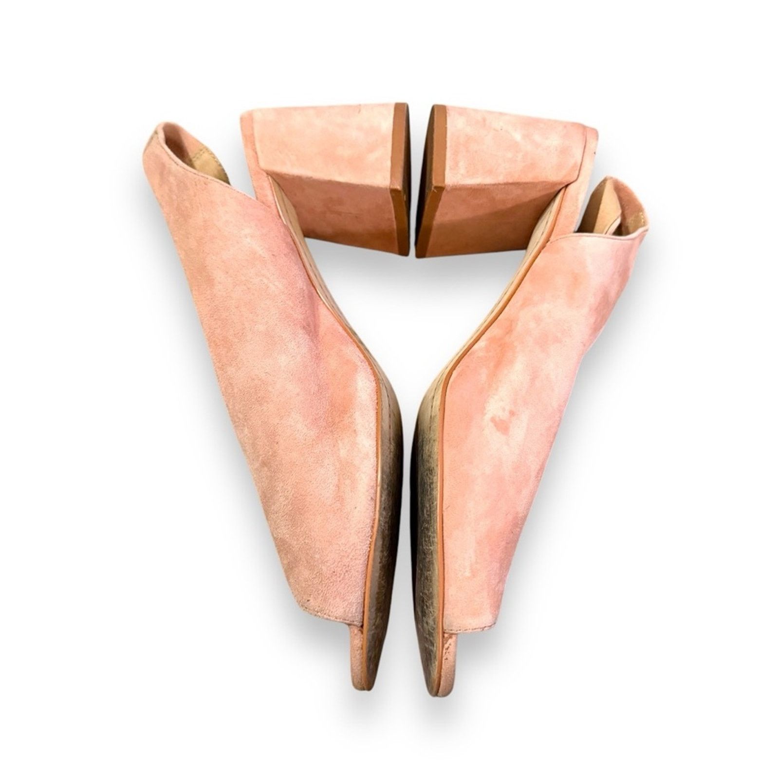 Anthropologie Anthropologie M4d3 Safi Suede Block Peep Toe Slingback Heels Size US 9 / IT 39 - 5 Thumbnail