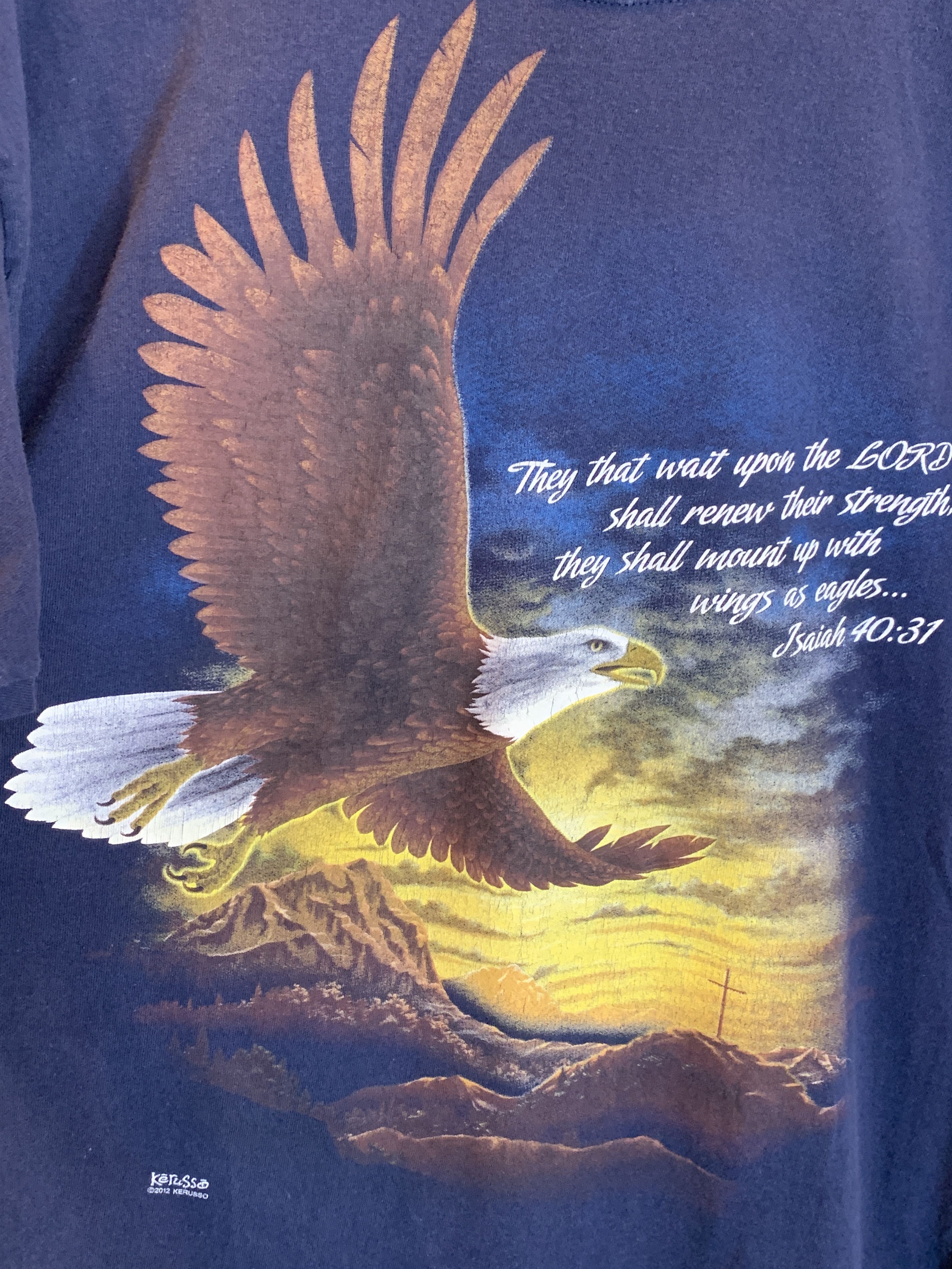 Vintage *RARE* Jesus Christ Wings As Eagles Isaiah 40:31 Art T-Shirt Size US XL / EU 56 / 4 - 2 Thumbnail