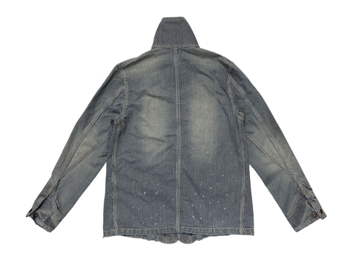 Japanese Brand Sweet Camel Denim Worker Pinstripes Distressed Jacket Size US S / EU 44-46 / 1 - 2 Thumbnail