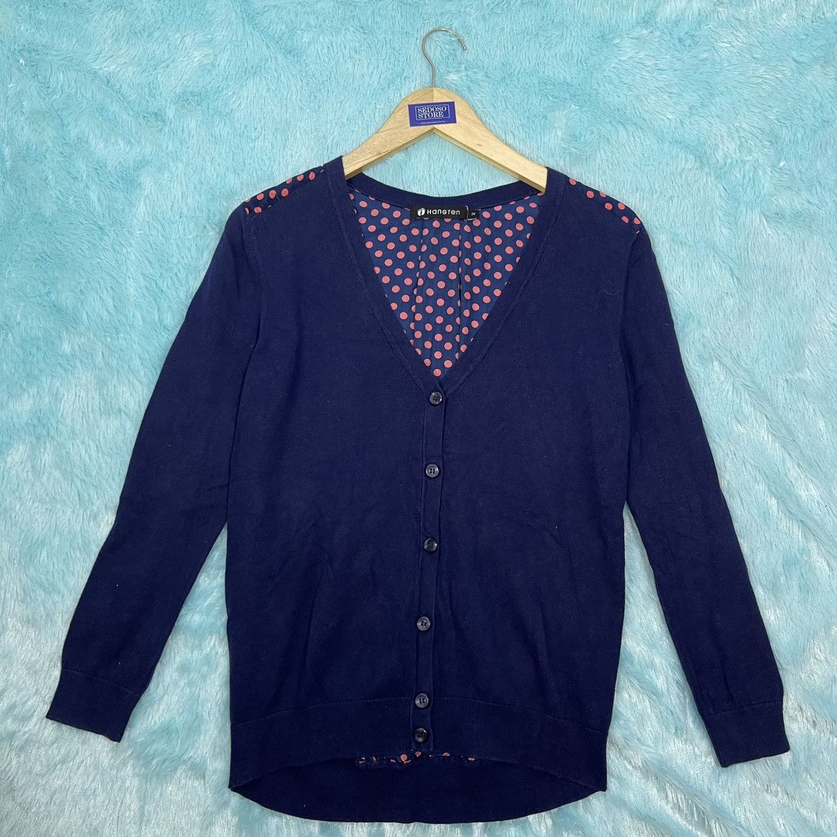 Hang Ten Hangten Navy Blue Cardigan with Polka Dot Back Size M / US 6-8 / IT 42-44 - 1 Thumbnail