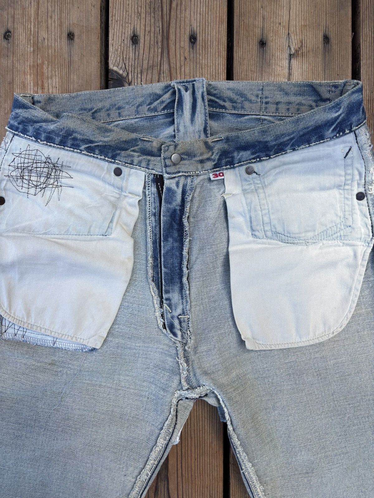 Blue Blue Japan Blue Blue Japan Repaired Selvedge Straight Denim Size US 31 - 5 Thumbnail