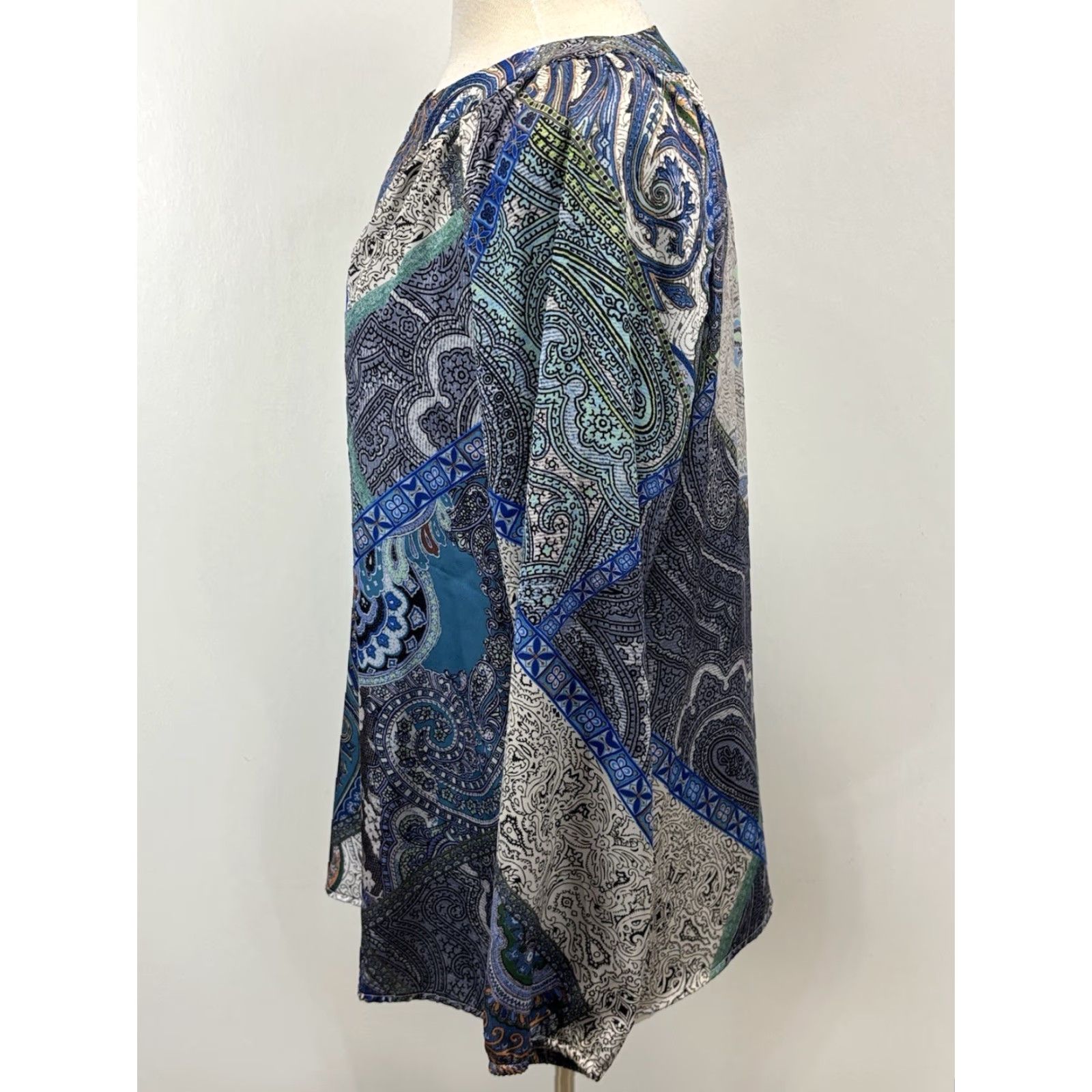 Vintage Chicos Paisley Patchwork Popover Tunic Top Shirt Sz 1 US Medium Women’s Blue Size M / US 6-8 / IT 42-44 - 2 Thumbnail
