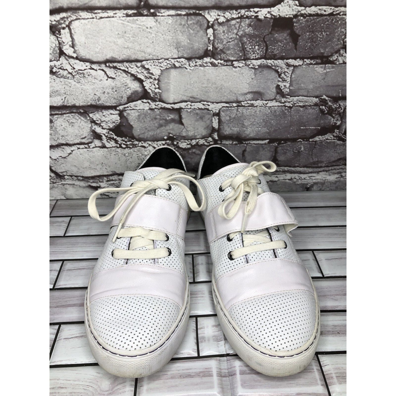 P.F. Flyers Pf Flyers White Leather Perforated Strap Lace Shoes Women Sz Size US 11 / IT 41 - 3 Thumbnail
