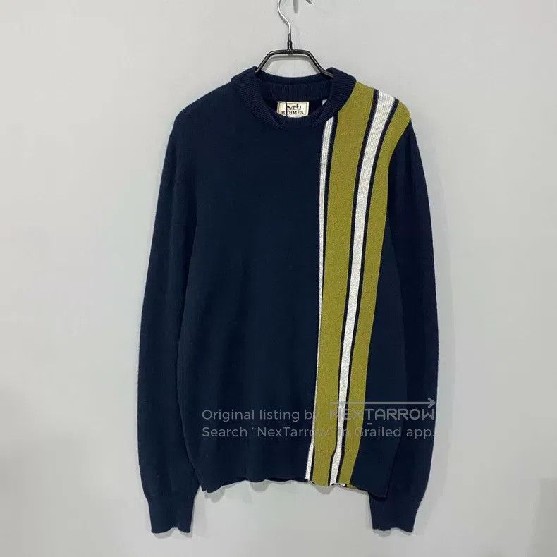 Hermes Hermes Dark Blue Double-layer Ribbed Collar Cashmere Sweat Size S / US 4 / IT 40 - 1 Thumbnail