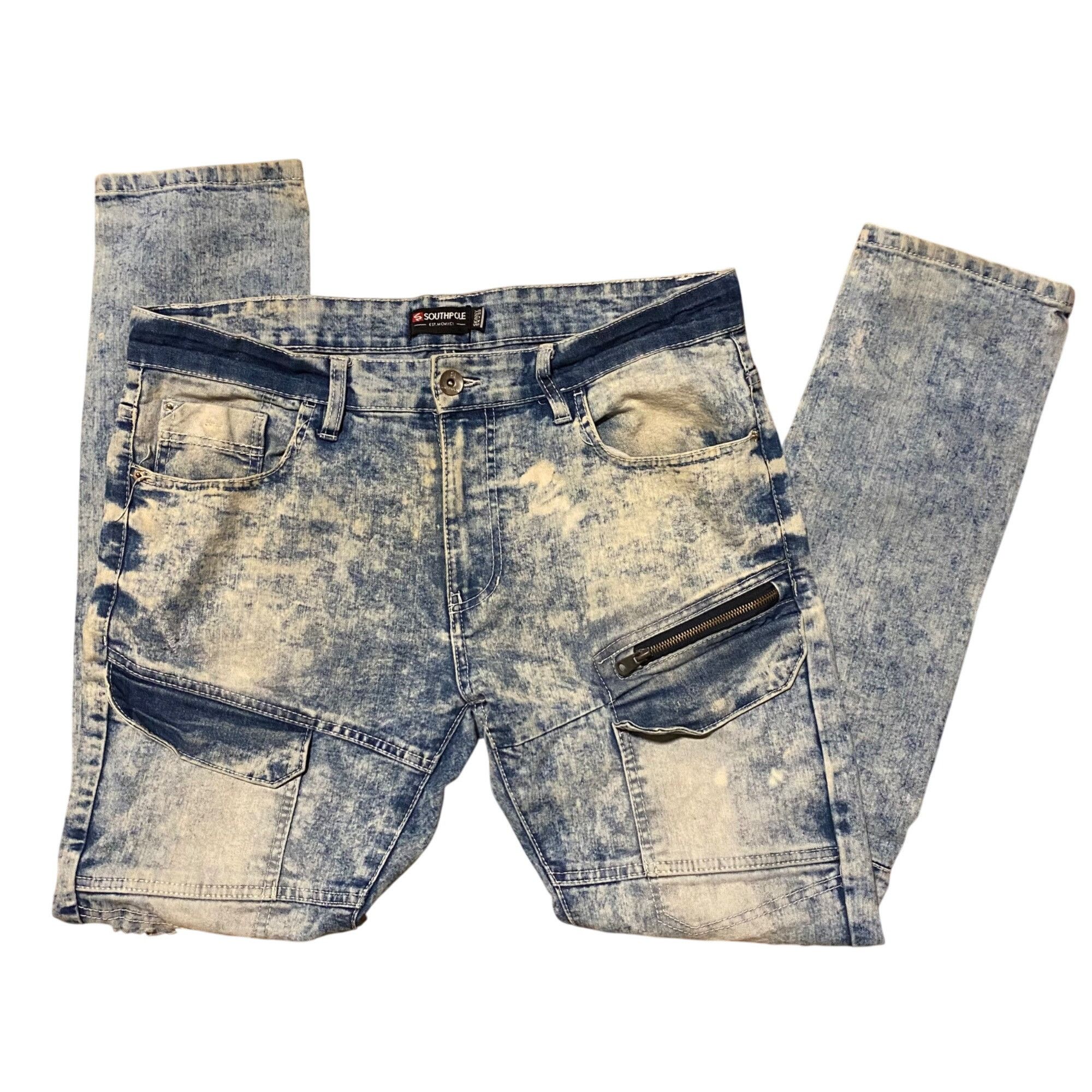 Southpole Southpole Skinny Fit Acid Wash Denim Jeans With Zipper Pocke Size US 34 / EU 50 - 1 Thumbnail