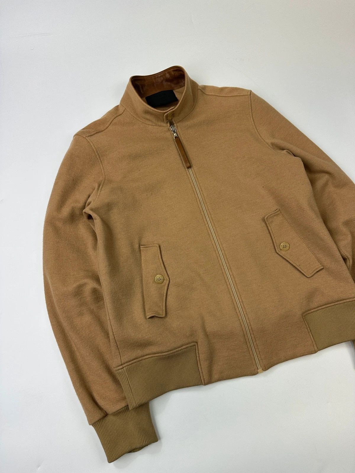 Prada Prada Milano FW2000 Beige Brown Wool & Leather Bomber Jacket Size US M / EU 48-50 / 2 - 2 Thumbnail
