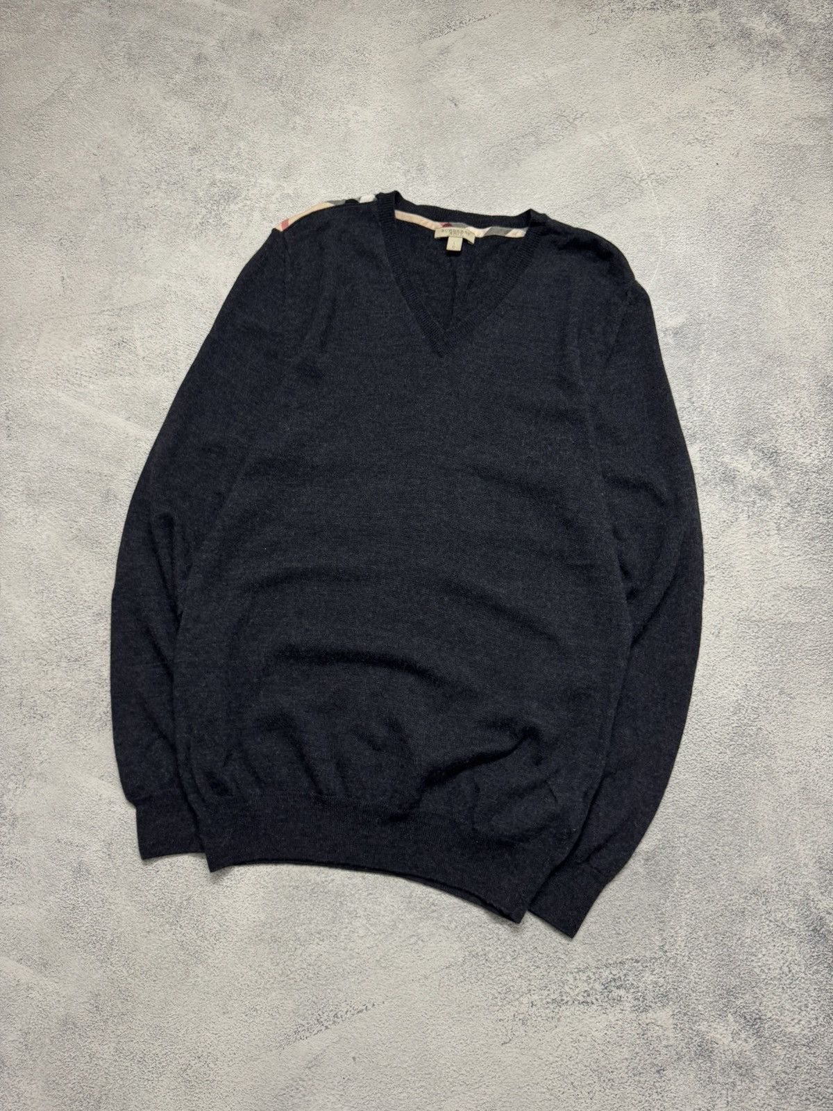 Burberry Vintage Burberry Brit Jumper Navy Cashmere Knitted Pullover Size US L / EU 52-54 / 3 - 3 Thumbnail