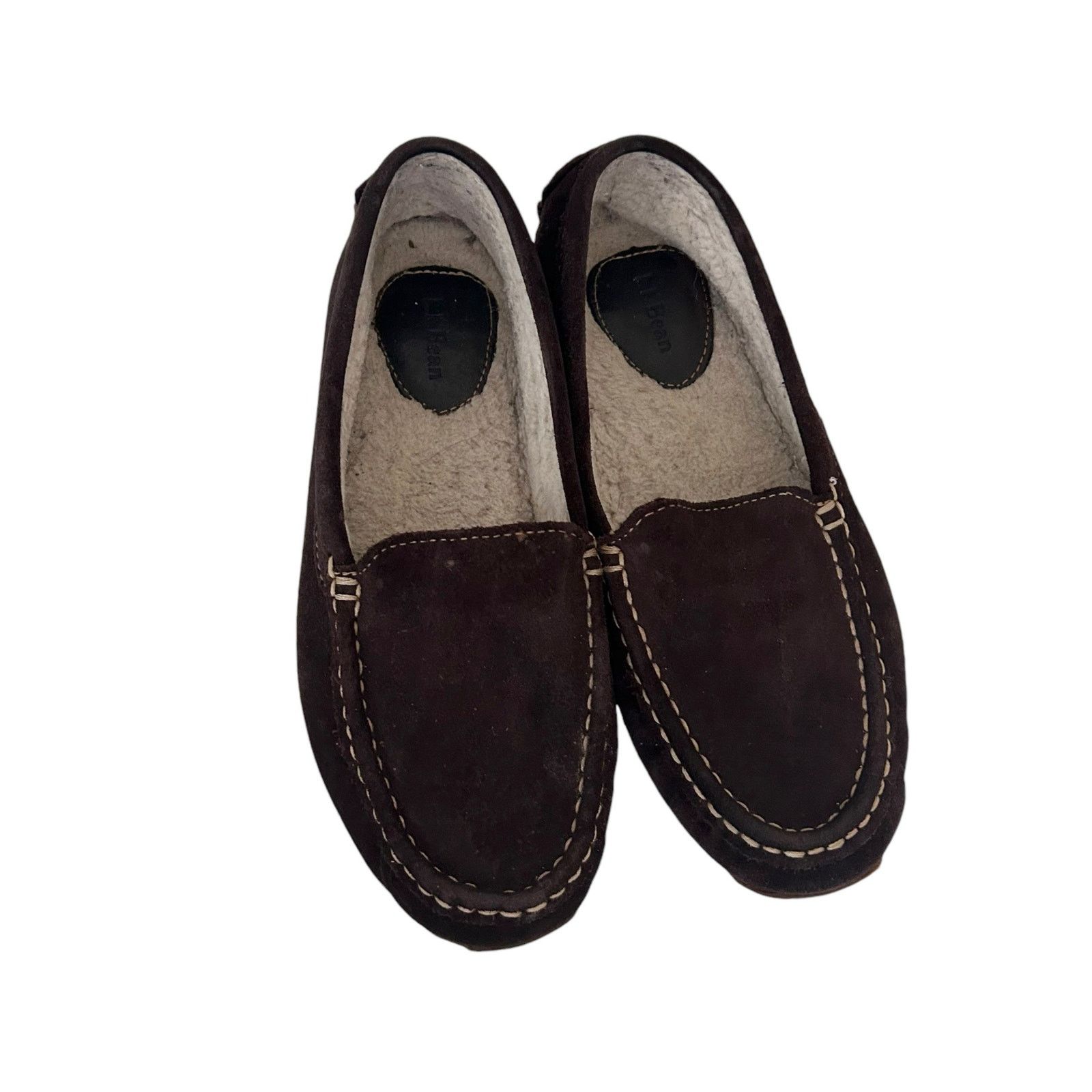 L.L. Bean LL Bean Brown Suede Sherpa Lined Slippers Moccasins Sz 9 Size US 9 / IT 39 - 3 Thumbnail