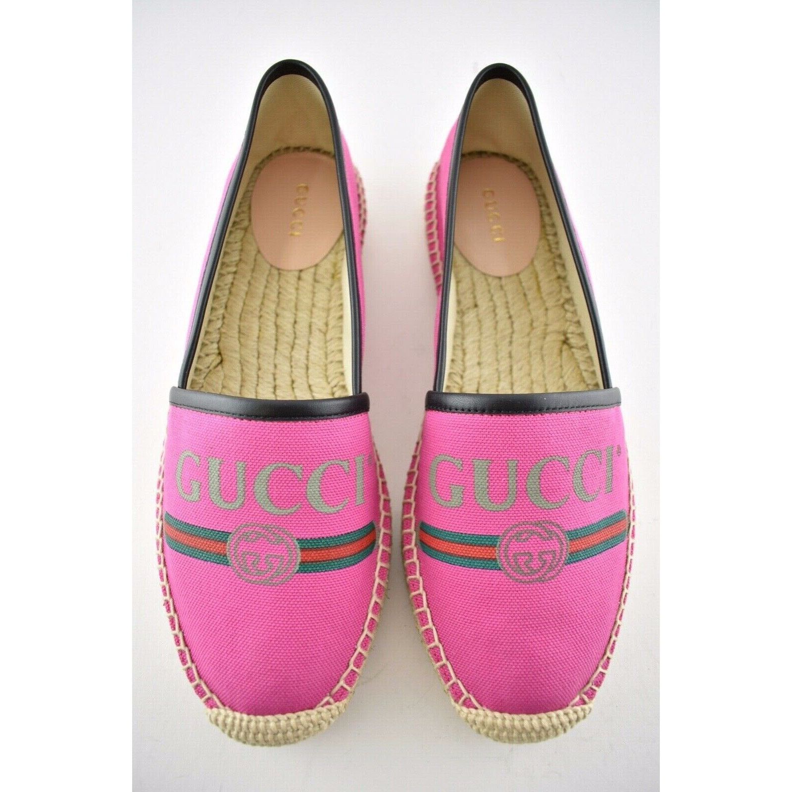 Gucci Gucci Pilar Pink Canvas Black Leather Trim GG Logo Size US 7.5 / IT 37.5 - 7 Thumbnail