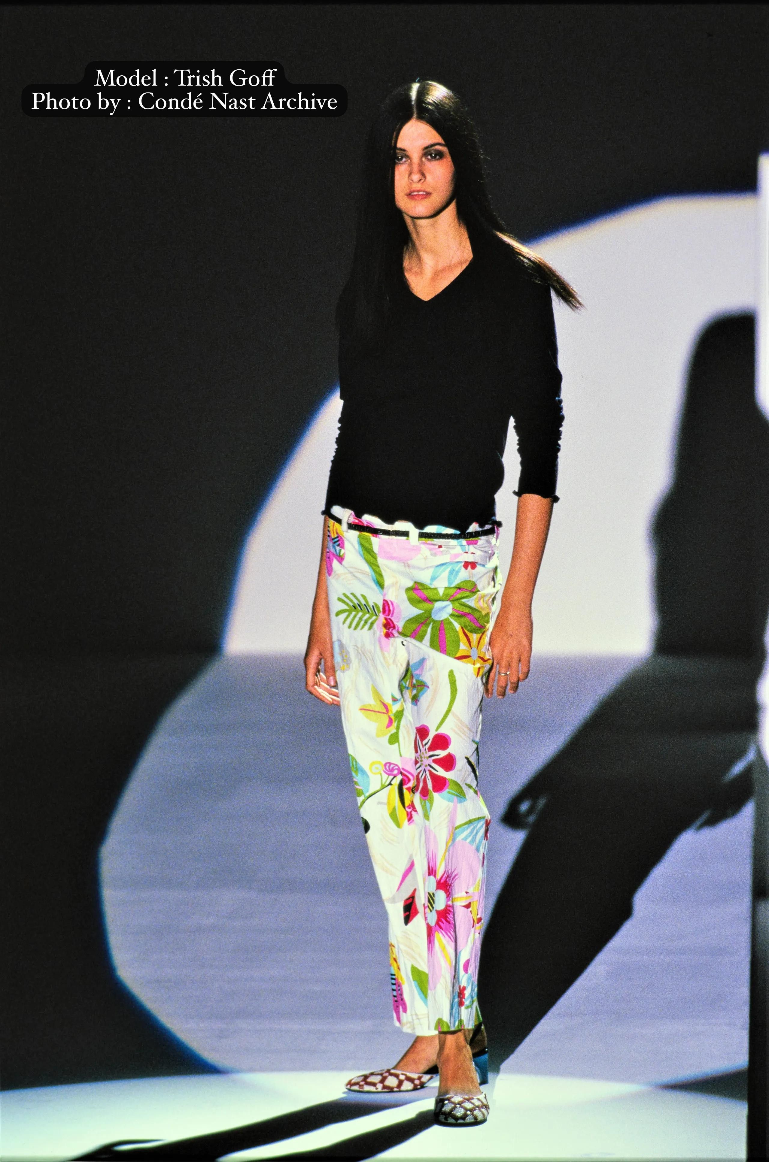 Gucci RARE🔥SS1999 GUCCI BY TOMFORD RUNWAY FLORAL PANTS TRISH GOFF Size 29" - 2 Thumbnail