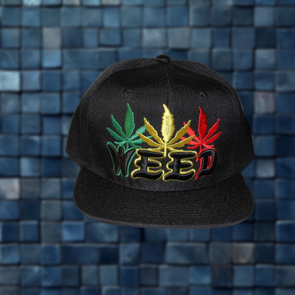 Vintage VINTAGE INTER Marijuana Leaf Snapback Cap Men's Adjustable Black Baseball Hat Size ONE SIZE - 1 Thumbnail