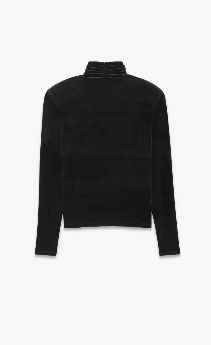 Saint Laurent Paris o1bcso1str1224 Top In Velvet Jersey in Black Size US M / EU 48-50 / 2 - 2 Thumbnail