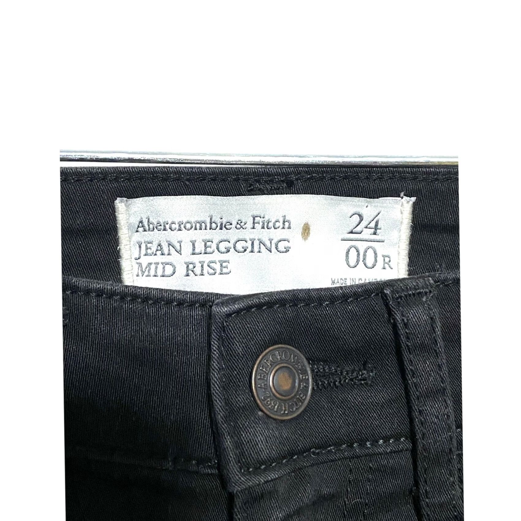 Abercrombie & Fitch Abercrombie & Fitch Black Jeans Legging Mid Rise Womens 24 00R Distressed NWT Jeans Legging 5-Pocket Design Womens Size 42" / US 20 - 2 Thumbnail