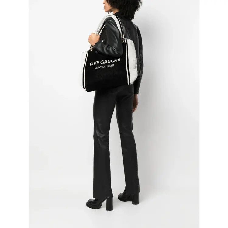 Saint Laurent Paris o1bcso1str1225 Size: OS/Rive Gauche Towel Bag in Black/White Size ONE SIZE - 6 Thumbnail
