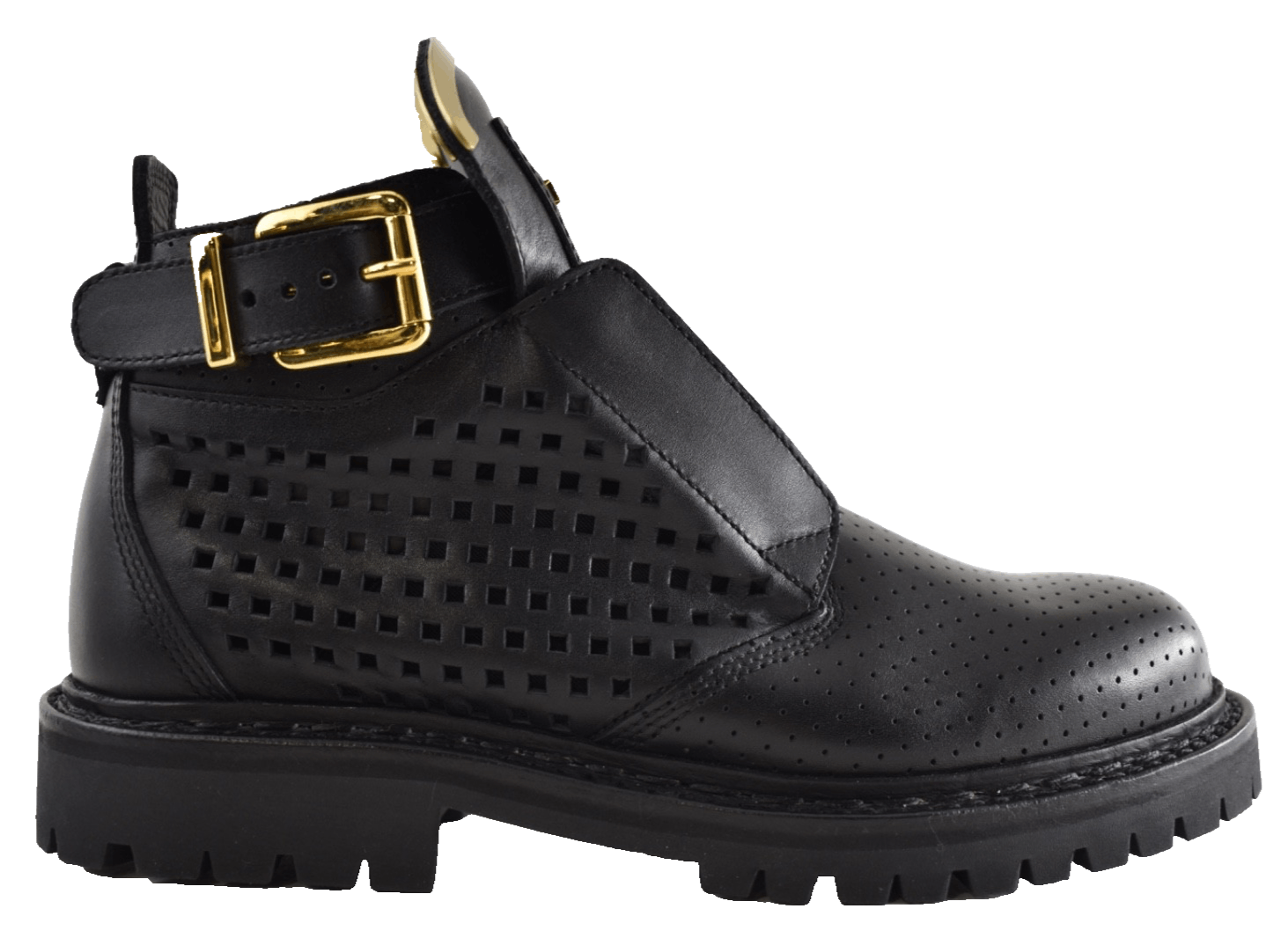 Balmain King Taiga Ranger Leather Perforated Gold Biker Moto Boot 36 Size US 6 / IT 36 - 1 Thumbnail