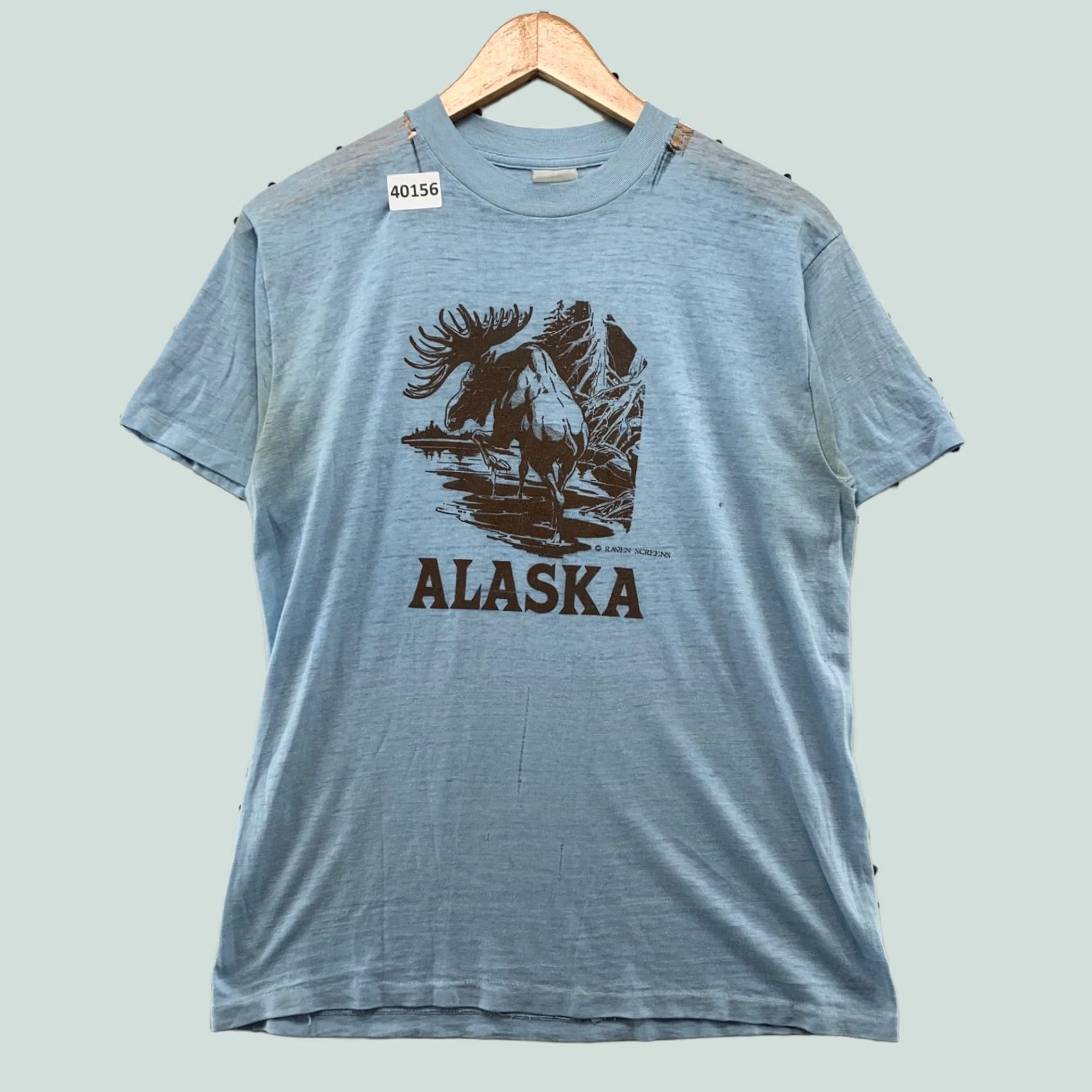 Vintage VINTAGE Alaska Shirt Mens Medium Blue Moose Graphic 70s T-Shirt Size US M / EU 48-50 / 2 - 1 Thumbnail