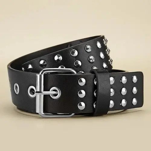 Other 110cm Round Studded Punk Biker Belt Size ONE SIZE - 3 Thumbnail