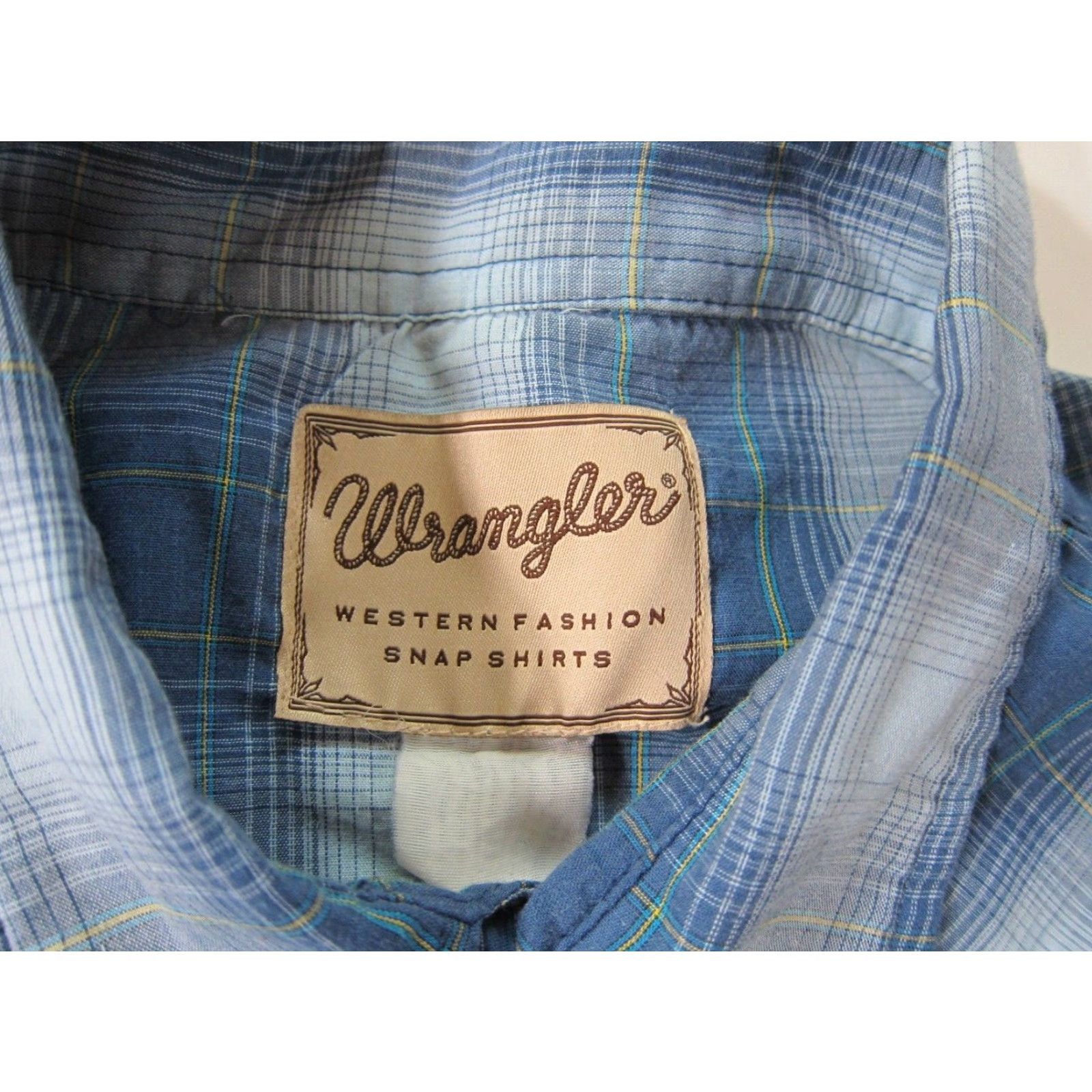 Wrangler Vintage Wrangler Blue Yellow Plaid Snap Button Down Long Sleeve Shirt Men XL Size US XL / EU 56 / 4 - 3 Thumbnail