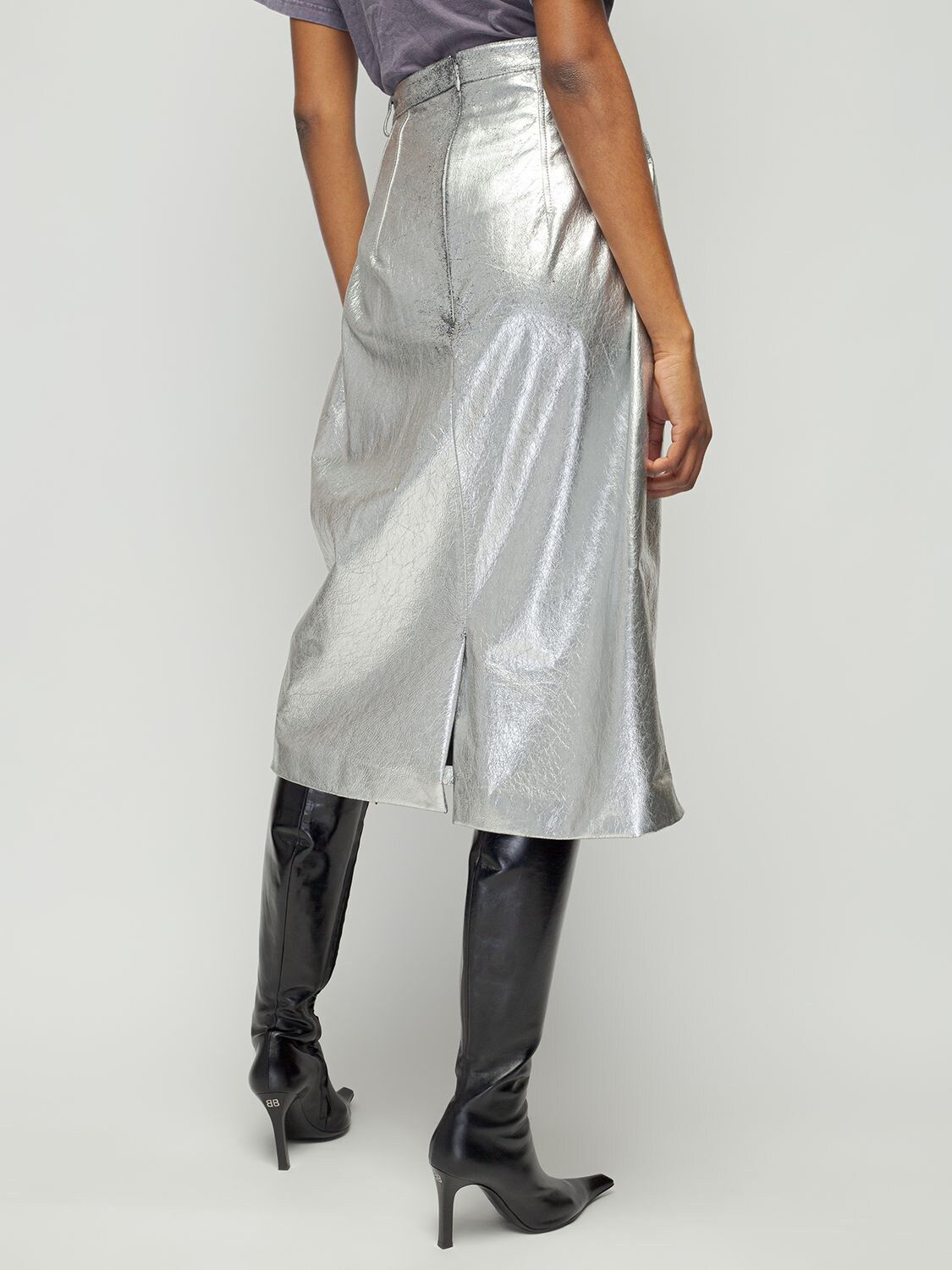Balenciaga o1y0625 Midi Skirt in Silver Size 28" / US 6 / IT 42 - 4 Thumbnail