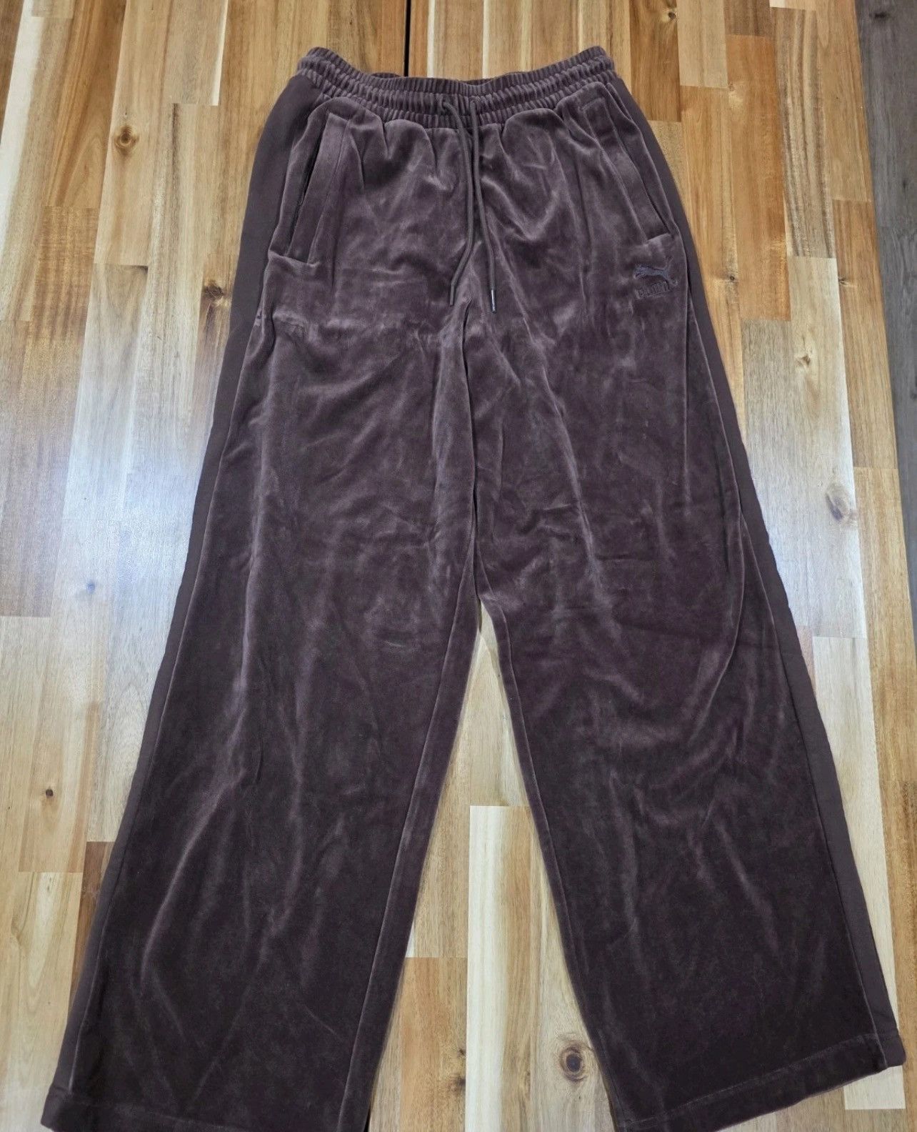 Puma × Vintage Puma T7 Velour Oversized Tracksuit Set Medium Brown Size US 32 / EU 48 - 4 Thumbnail