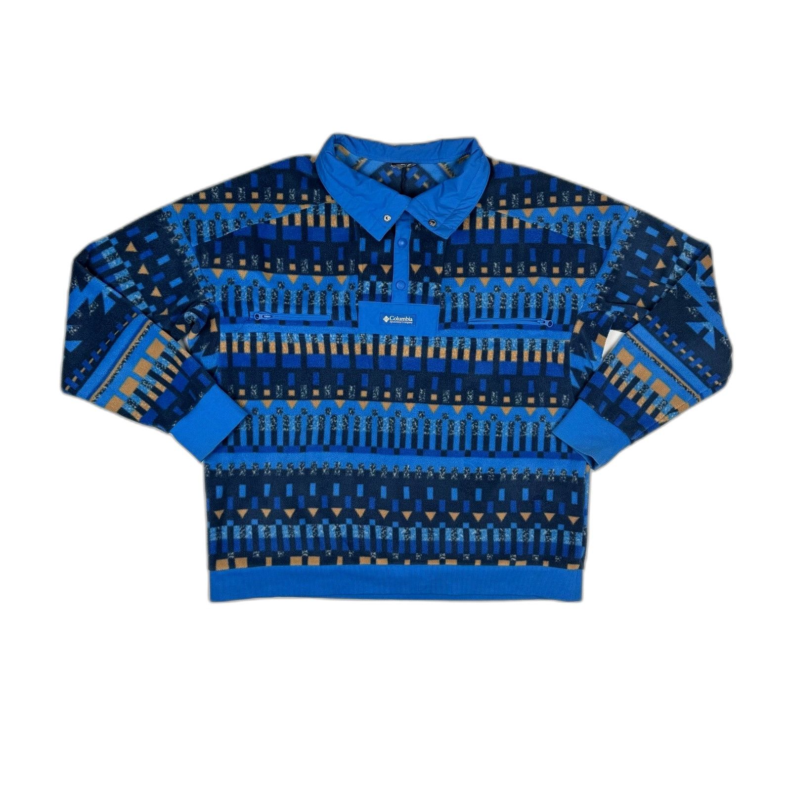 Columbia Columbia Powder Keg Fleece Pullover Blue Geo Aztec Retro Jac Size US XXL / EU 58 / 5 - 1 Thumbnail