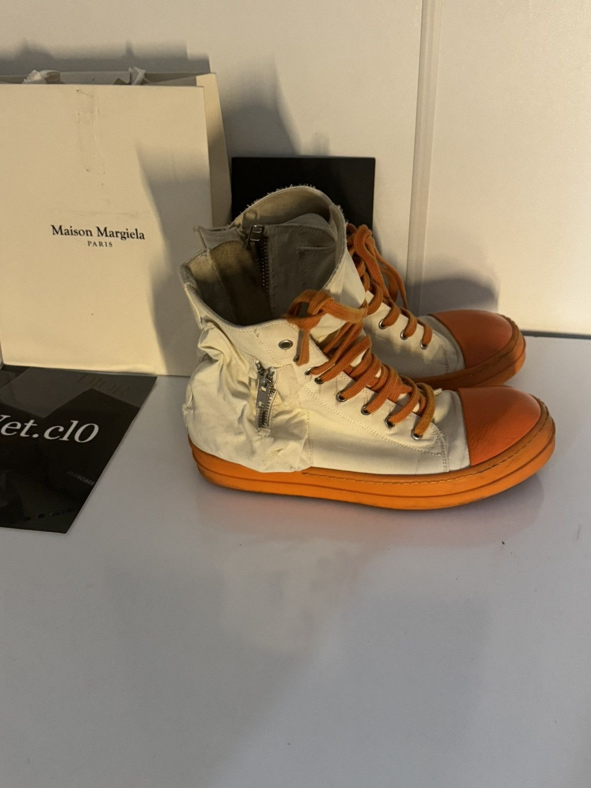 Rick Owens ✅Rick Owens Cargo Ramones Drkshdw high white orange 41 Size US 8 / EU 41 - 3 Thumbnail