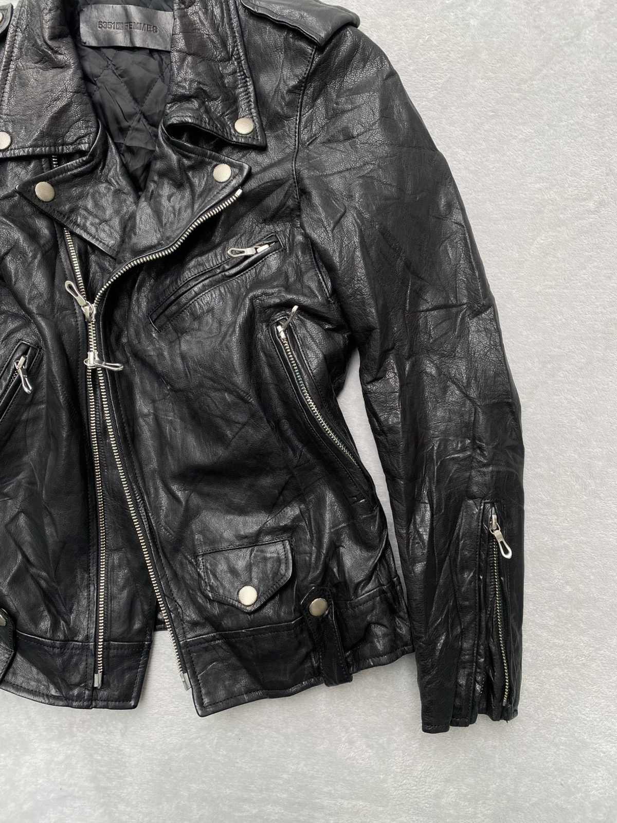 5351 POUR LES FEMMES 2000s 5351 Les Pour Femmes- Goatskins Biker Leather Jacket Size XS / US 0-2 / IT 36-38 - 4 Thumbnail