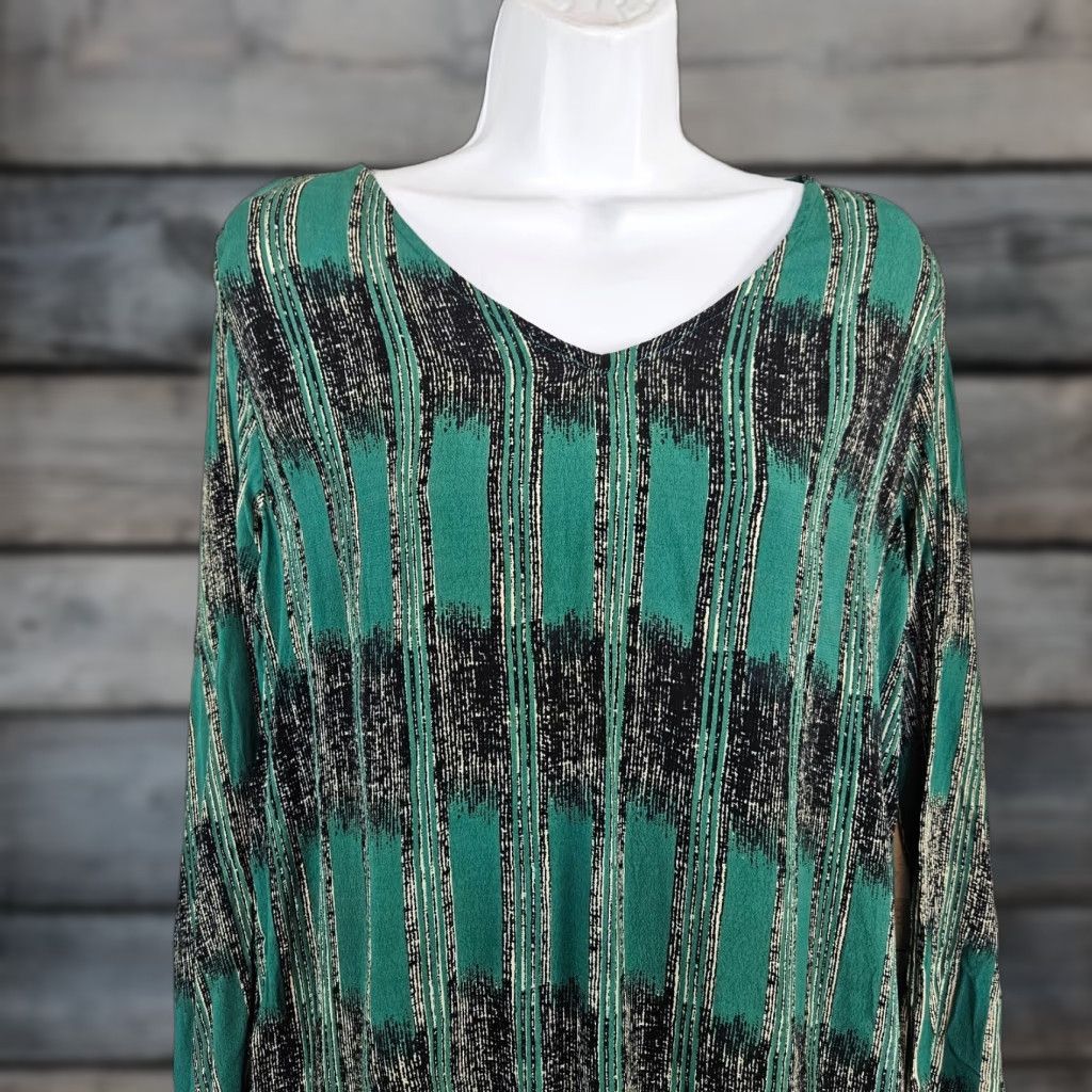 Vintage Bel Kazan Womens Top Blouse Long Sleeve Rayon M Green Size M / US 6-8 / IT 42-44 - 1 Thumbnail