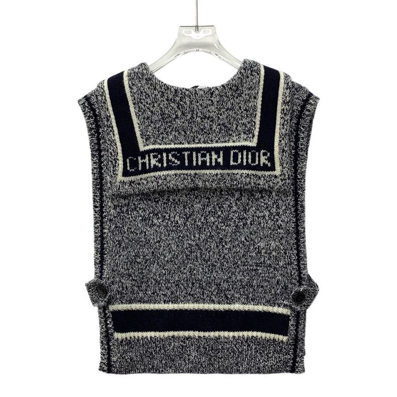 Dior Dior Color-blocked logo letter inlaid wool navy collar sle Size XS / US 0-2 / IT 36-38 - 2 Thumbnail